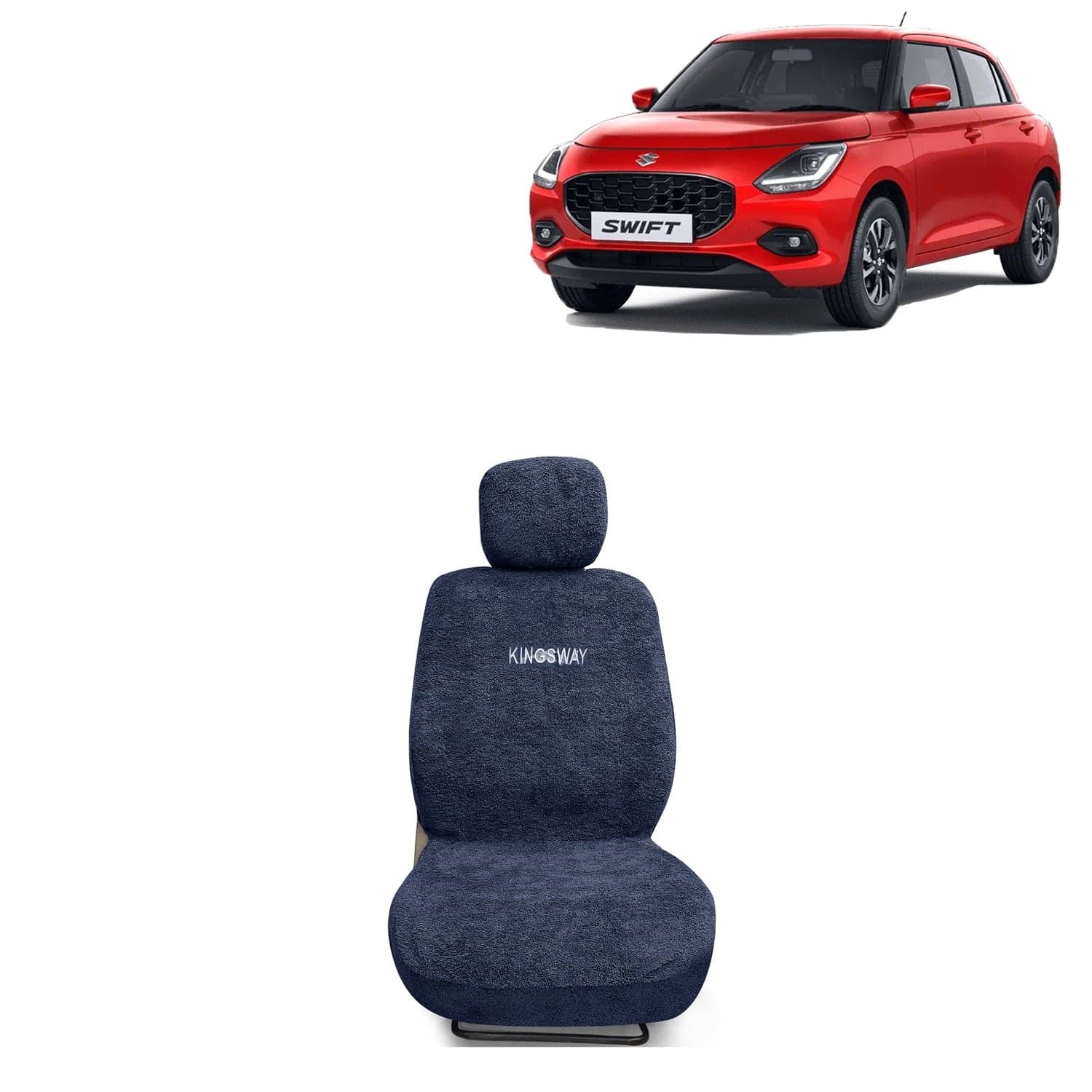 Swift Seat Cover for (Year 2024 Onwards) All Model, Towel Fabric Car Seat Covers Compatible with Maruti Suzuki Swift, Complete Set (Car Specific Front + Rear Seat Covers), Grey Color