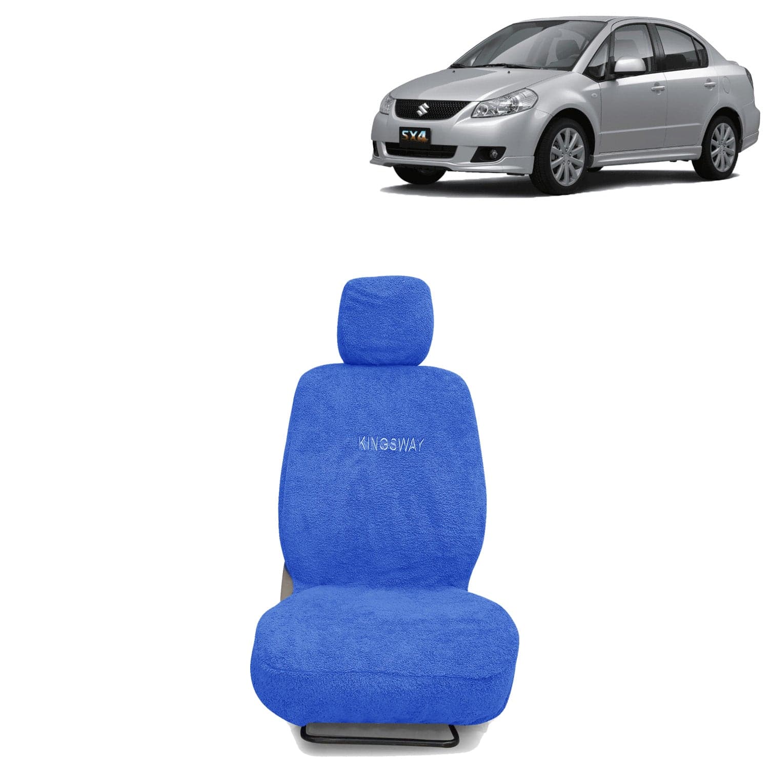 SX4 Seat Cover for (Year 2007 to 2013) All Model, Towel Fabric Car Seat Covers Compatible with Maruti Suzuki SX4, Complete Set (Car Specific Front + Rear Seat Covers), Blue Color