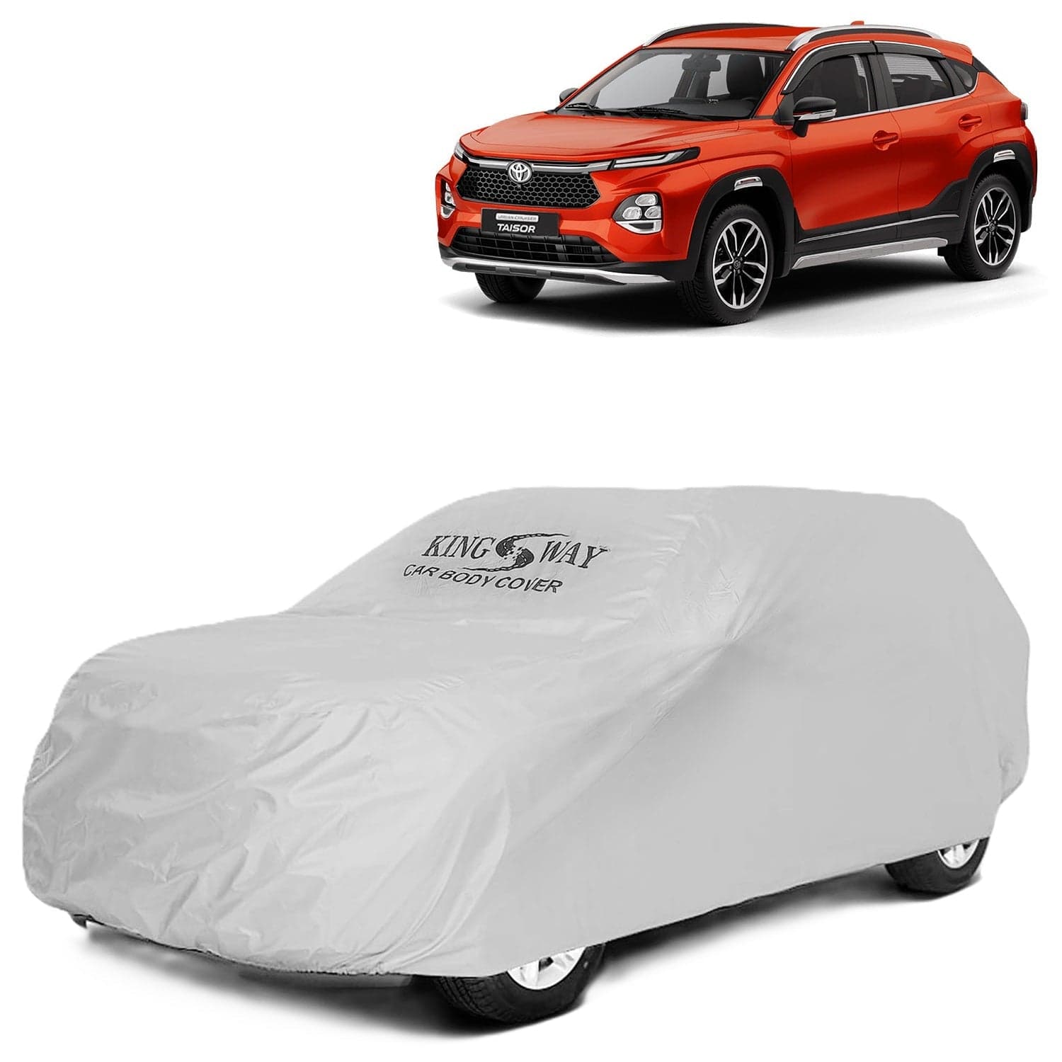 Taisor Car Body Cover Dustproof for (Year 2024 Onwards) All Model, Compatible with Toyota Taisor Car Cover, Comes with Bird Droppings, Scratch, UV and Paint Protection, Silver Matty