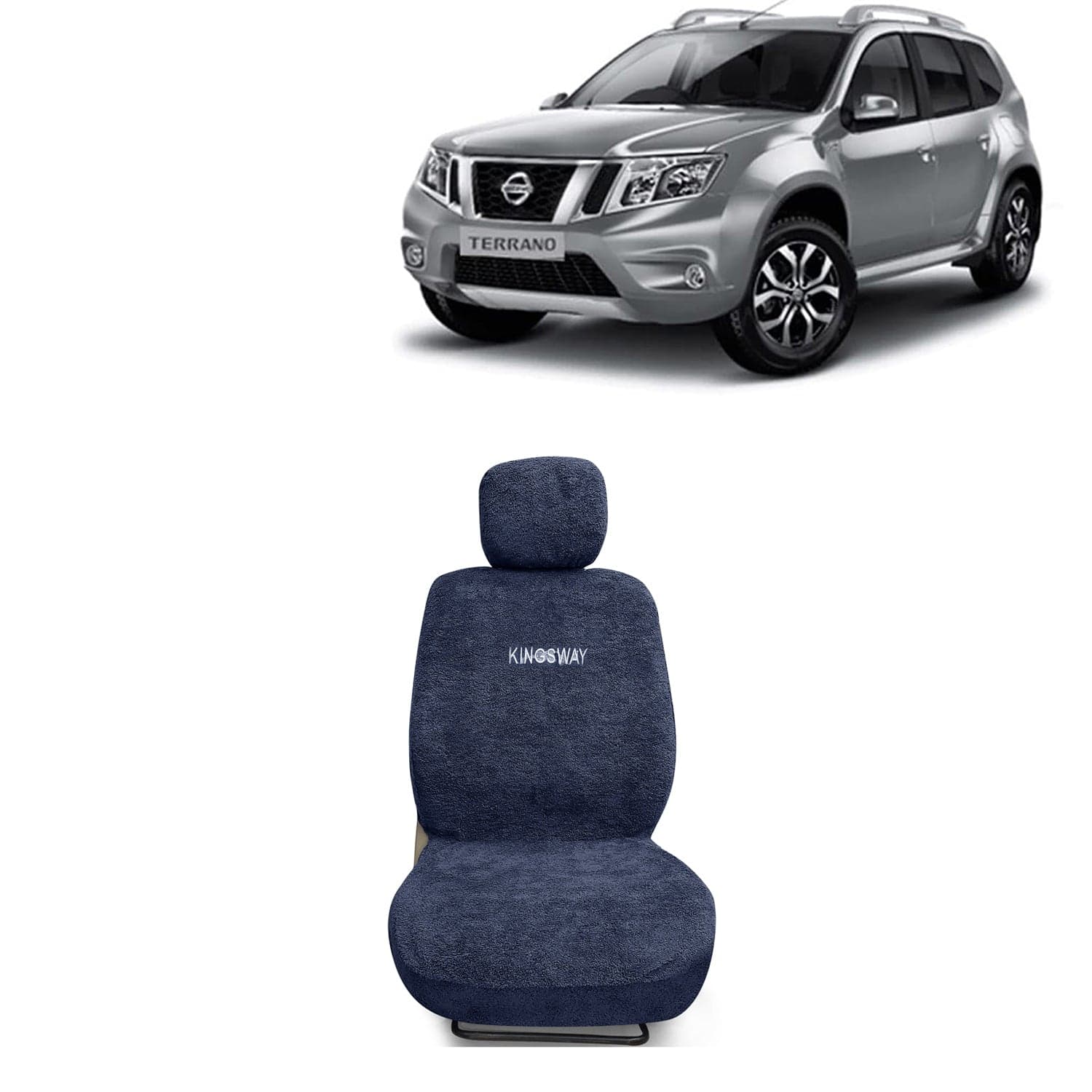 Terrano Seat Cover for (Year 2009 to 2018) All Model, Towel Fabric Car Seat Covers Compatible with Nissan Terrano, Complete Set (Car Specific Front + Rear Seat Covers), Grey Color