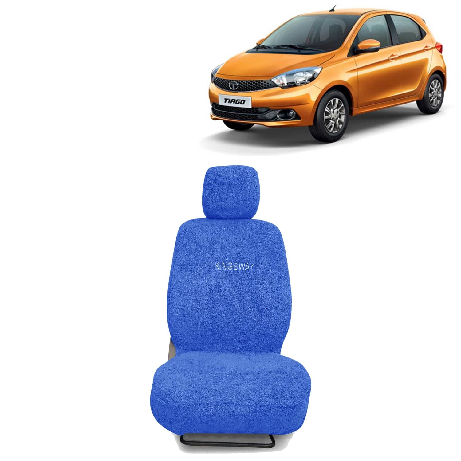 Tiago Seat Cover for (Year 2020 Onwards) All Model, Towel Fabric Car Seat Covers Compatible with Tata Tiago, Complete Set (Car Specific Front + Rear Seat Covers), Blue Color