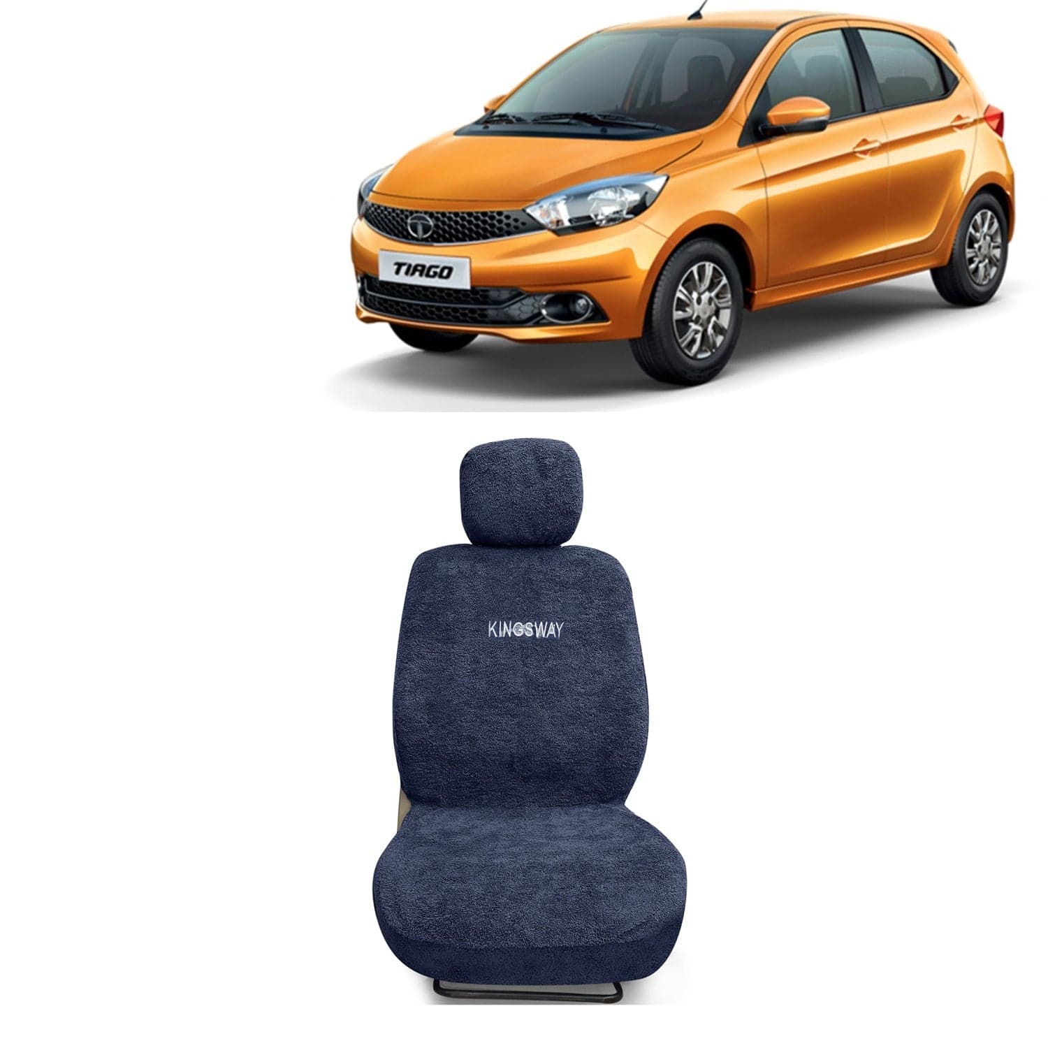 Tiago Seat Cover for (Year 2020 Onwards) All Model, Towel Fabric Car Seat Covers Compatible with Tata Tiago, Complete Set (Car Specific Front + Rear Seat Covers), Grey Color