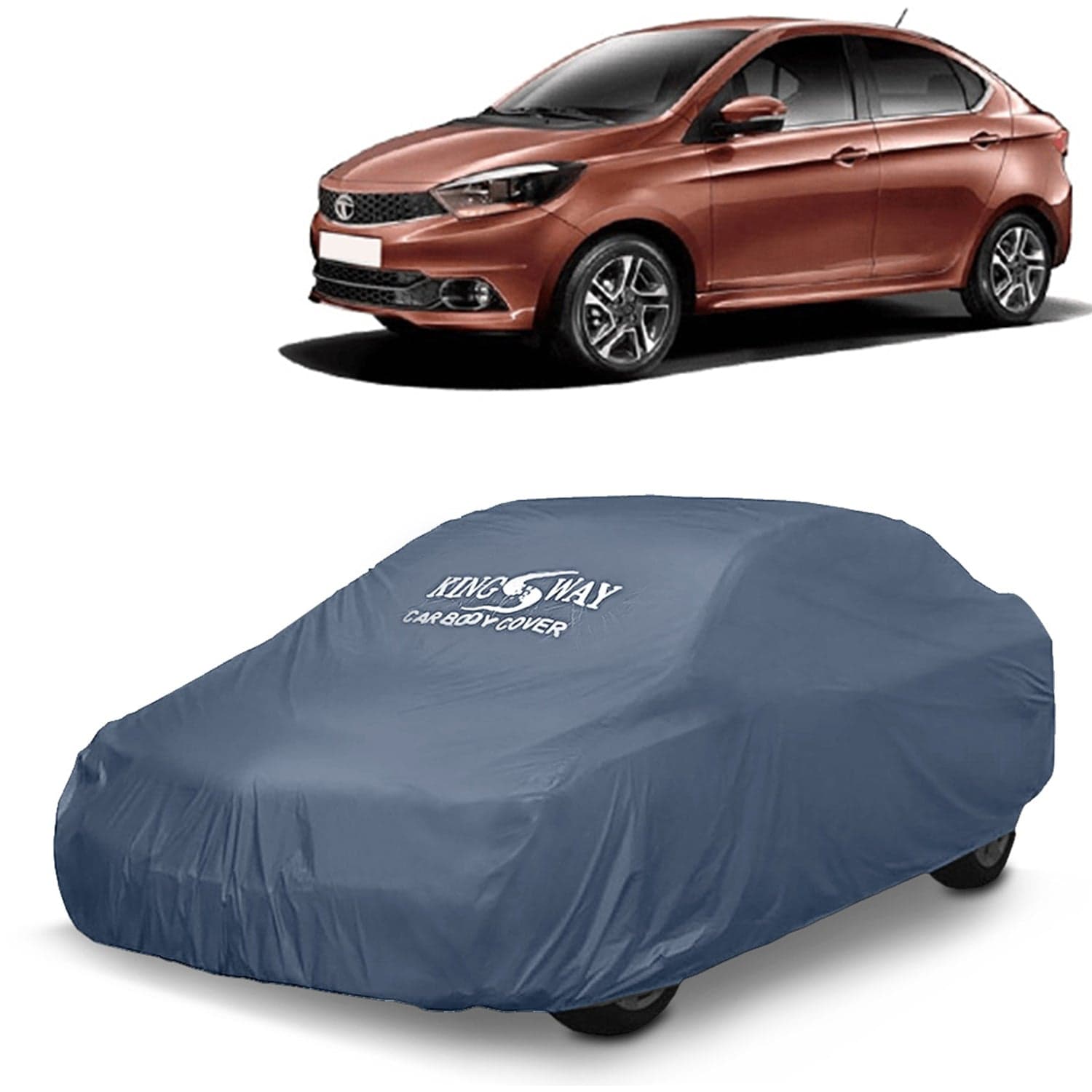 Tigor Car Body Cover Dustproof for (Year 2017 Onwards) All Model, Compatible with Tata Tigor Car Cover, Comes with Bird Droppings, Scratch, UV and Paint Protection, Grey Matty
