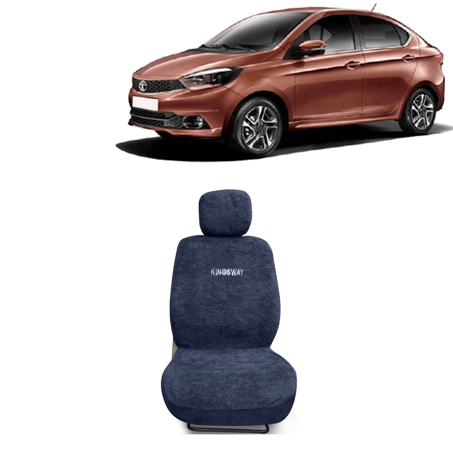 Tigor Seat Cover for (Year 2017 Onwards) All Model, Towel Fabric Car Seat Covers Compatible with Tata Tigor, Complete Set (Car Specific Front + Rear Seat Covers), Grey Color