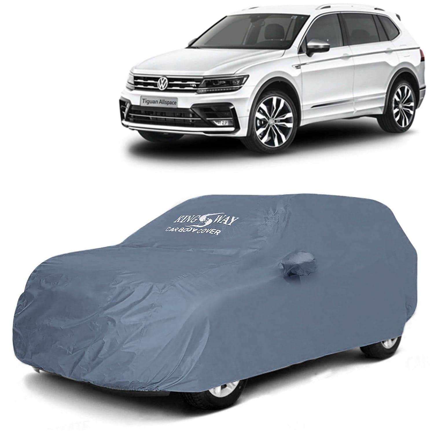 Tiguan Car Body Cover Dustproof with Mirror Pockets for (Year 2021 Onwards), Compatible with Volkswagen Tiguan Car Cover, Comes with Bird Poop, Scratch, UV and Paint Protection, Grey Matty