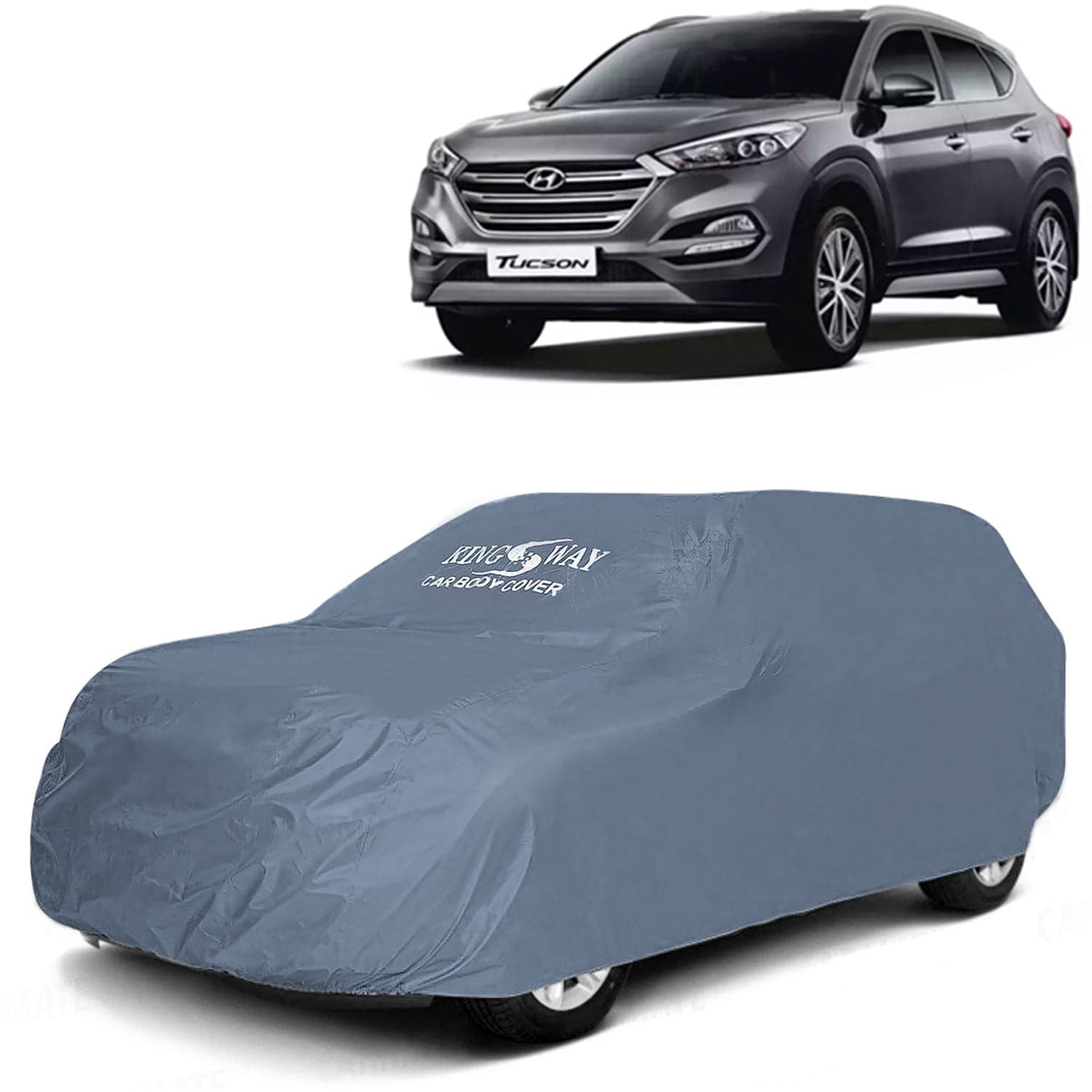 Tucson Car Body Cover Dustproof for (Year 2020 to 2022) All Model, Compatible with Hyundai Tucson Car Cover, Comes with Bird Droppings, Scratch, UV and Paint Protection, Grey Matty