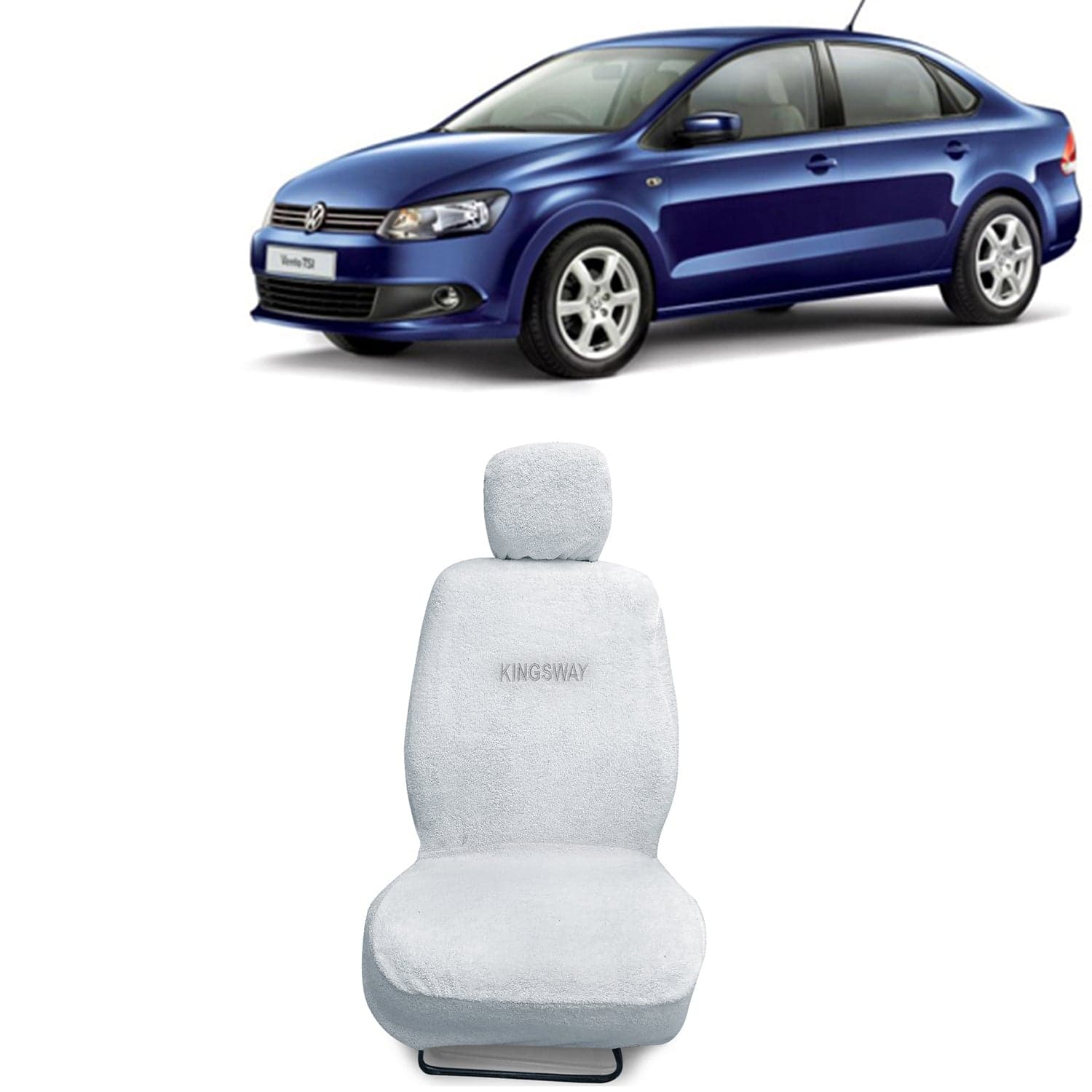 Vento Seat Cover for (Year 2010 to 2017) All Model, Towel Fabric Car Seat Covers Compatible with Volkswagen Vento, Complete Set (Car Specific Front + Rear Seat Covers), White Color