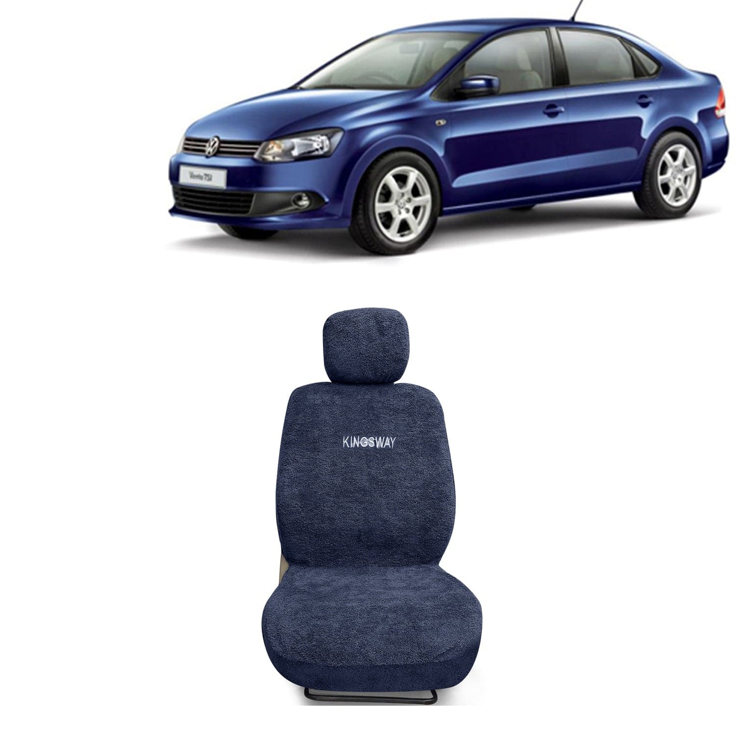 Vento Seat Cover for (Year 2010 to 2017) All Model, Towel Fabric Car Seat Covers Compatible with Volkswagen Vento, Complete Set (Car Specific Front + Rear Seat Covers), Grey Color