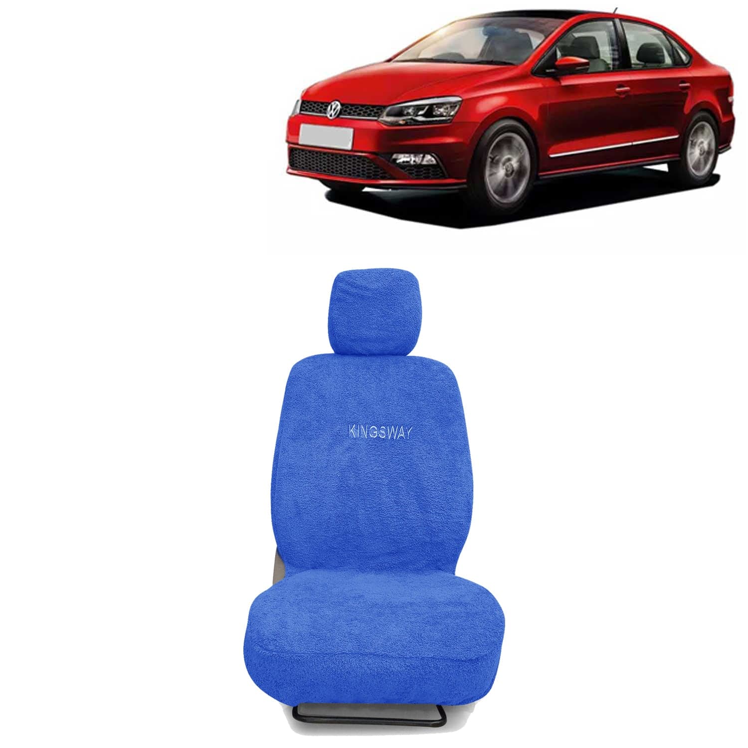 Vento Seat Cover for (Year 2017 to 2021) All Model, Towel Fabric Car Seat Covers Compatible with Volkswagen Vento, Complete Set (Car Specific Front + Rear Seat Covers), Blue Color