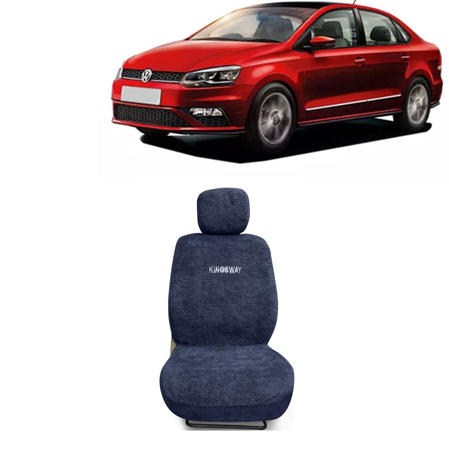 Vento Seat Cover for (Year 2017 to 2021) All Model, Towel Fabric Car Seat Covers Compatible with Volkswagen Vento, Complete Set (Car Specific Front + Rear Seat Covers), Grey Color