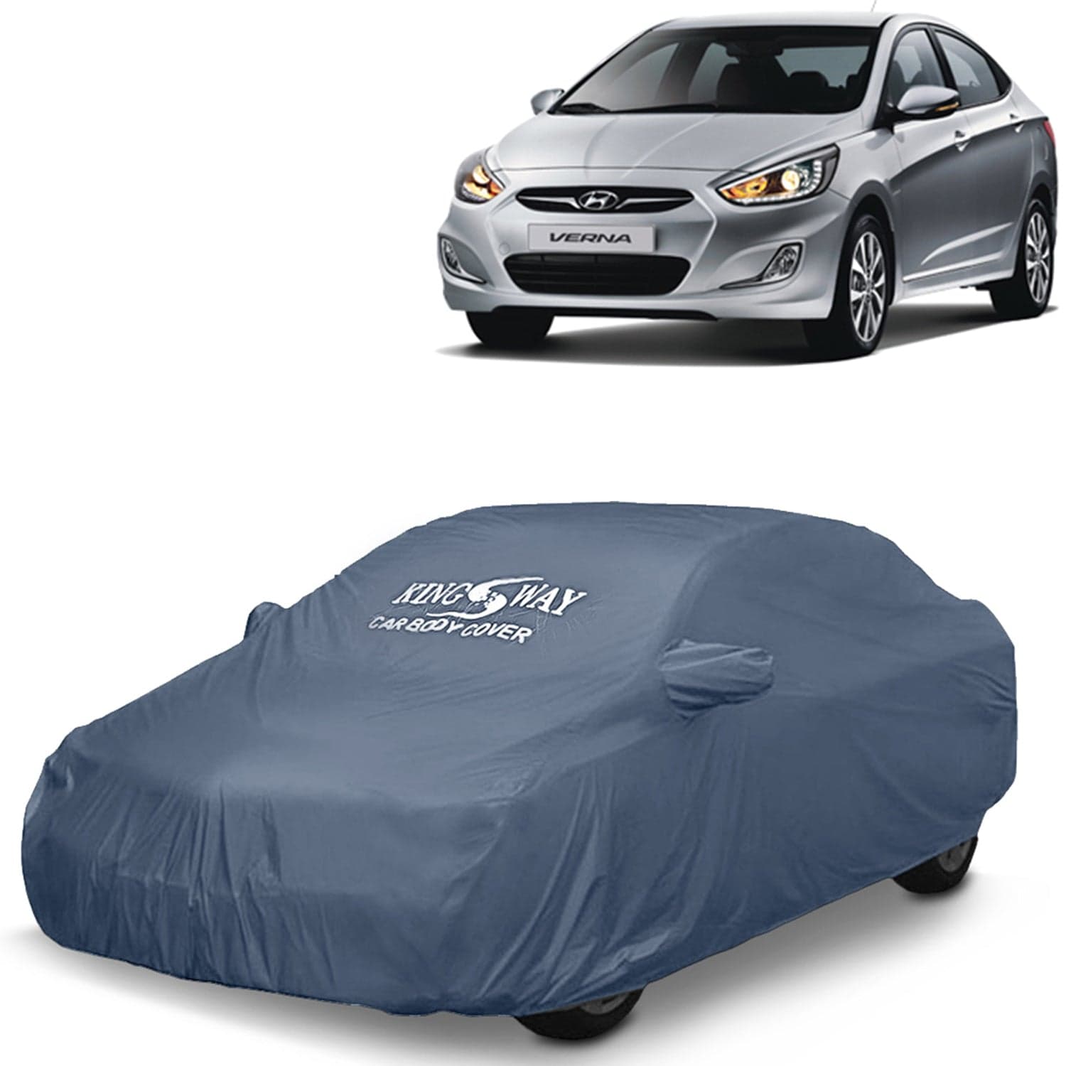 Verna Car Body Cover Dustproof with Mirror Pockets for (Year 2011 to 2016), Compatible with Hyundai Verna Car Cover, Comes with Bird Poop, Scratch, UV and Paint Protection, Grey Matty