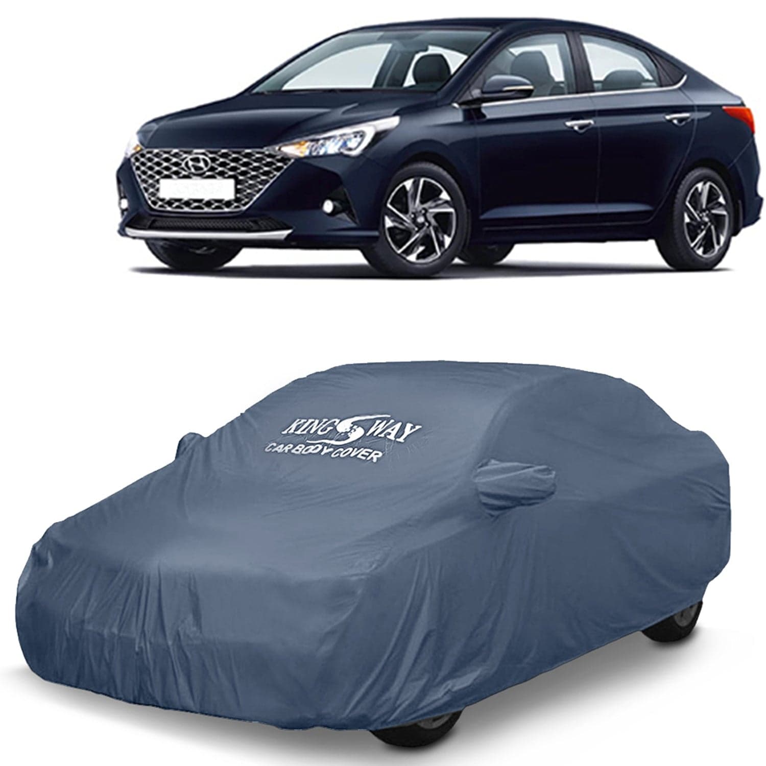 Verna Car Body Cover Dustproof with Mirror Pockets for (Year 2020 to 2023), Compatible with Hyundai Verna Car Cover, Comes with Bird Poop, Scratch, UV and Paint Protection, Grey Matty