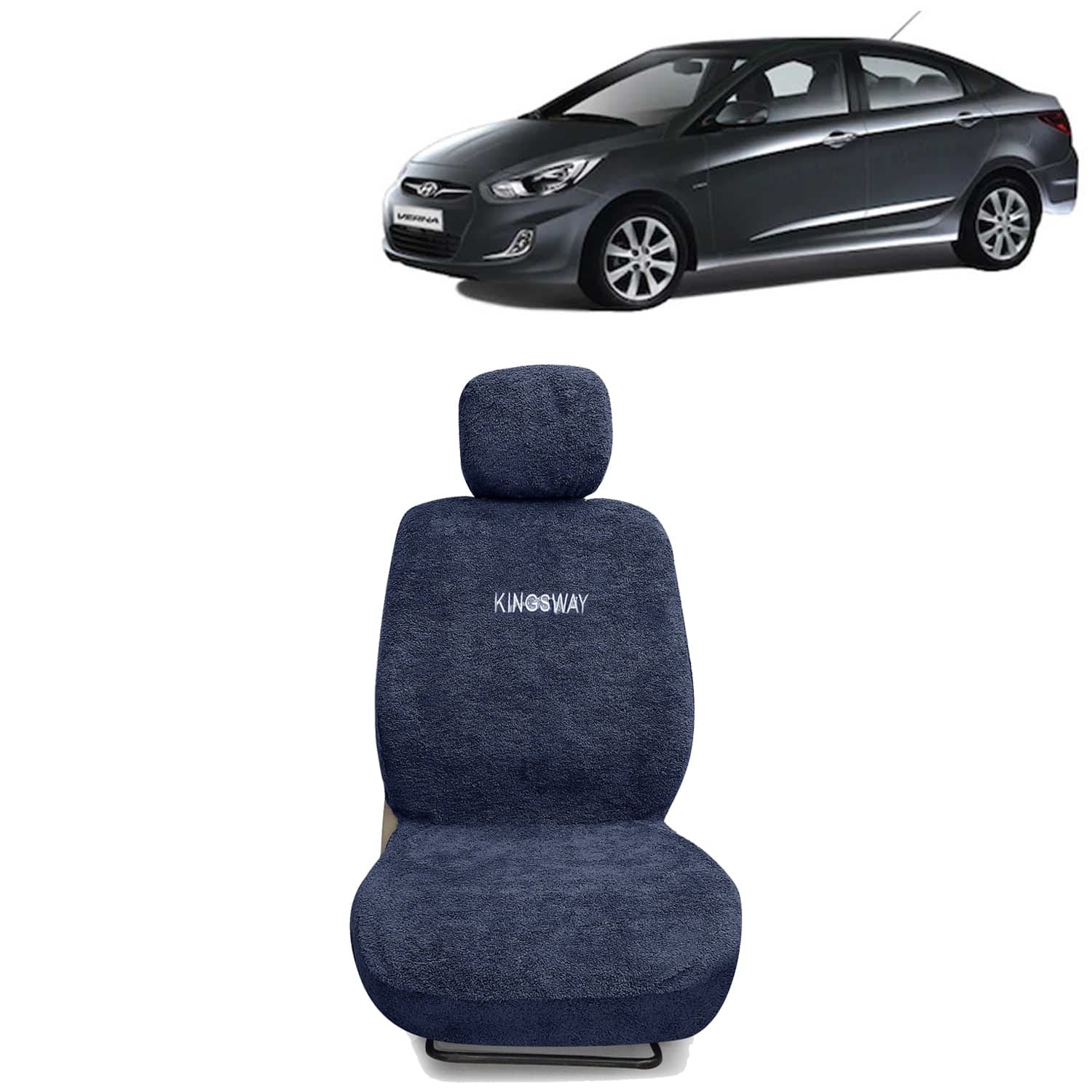 Verna Seat Cover for (Year 2006 to 2010) All Model, Towel Fabric Car Seat Covers Compatible with Hyundai Verna, Complete Set (Car Specific Front + Rear Seat Covers), Grey Color