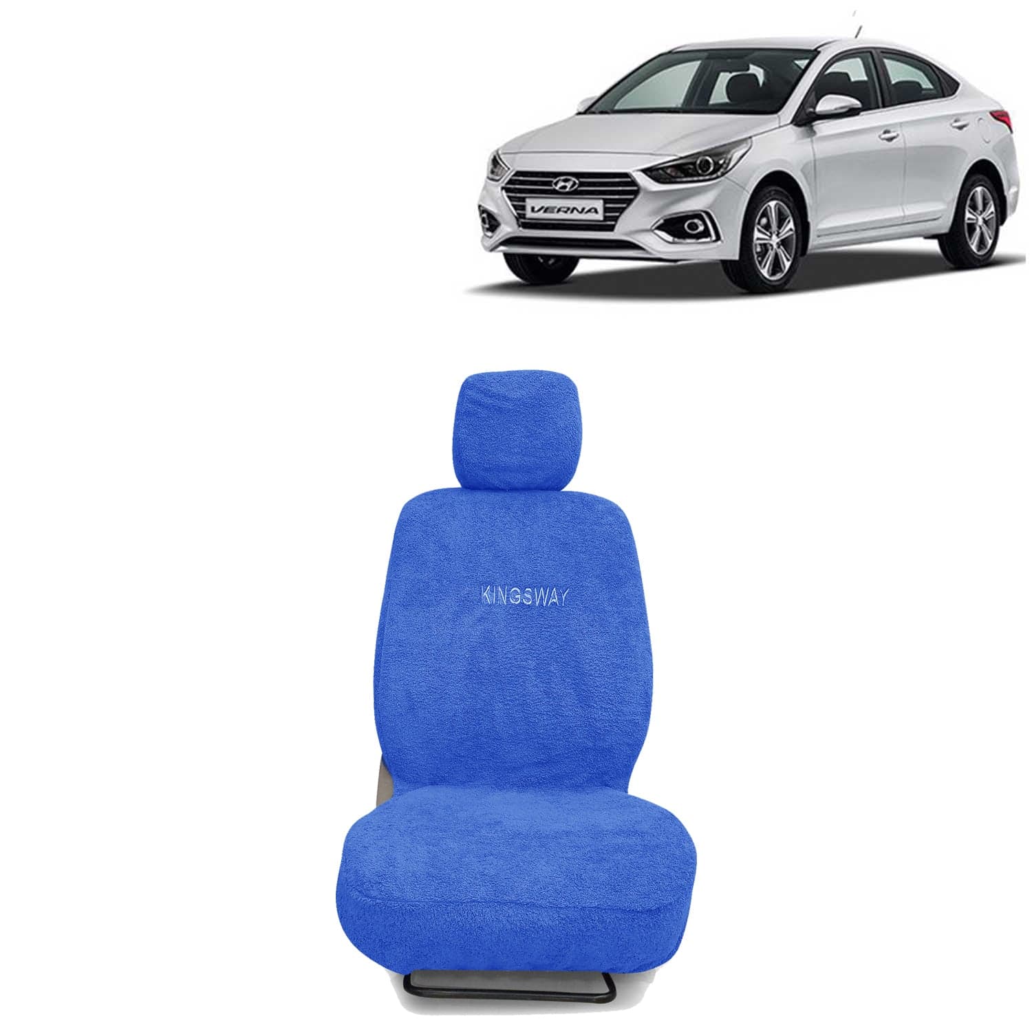Verna Seat Cover for (Year 2017 to 2019) All Model, Towel Fabric Car Seat Covers Compatible with Hyundai Verna, Complete Set (Car Specific Front + Rear Seat Covers), Blue Color