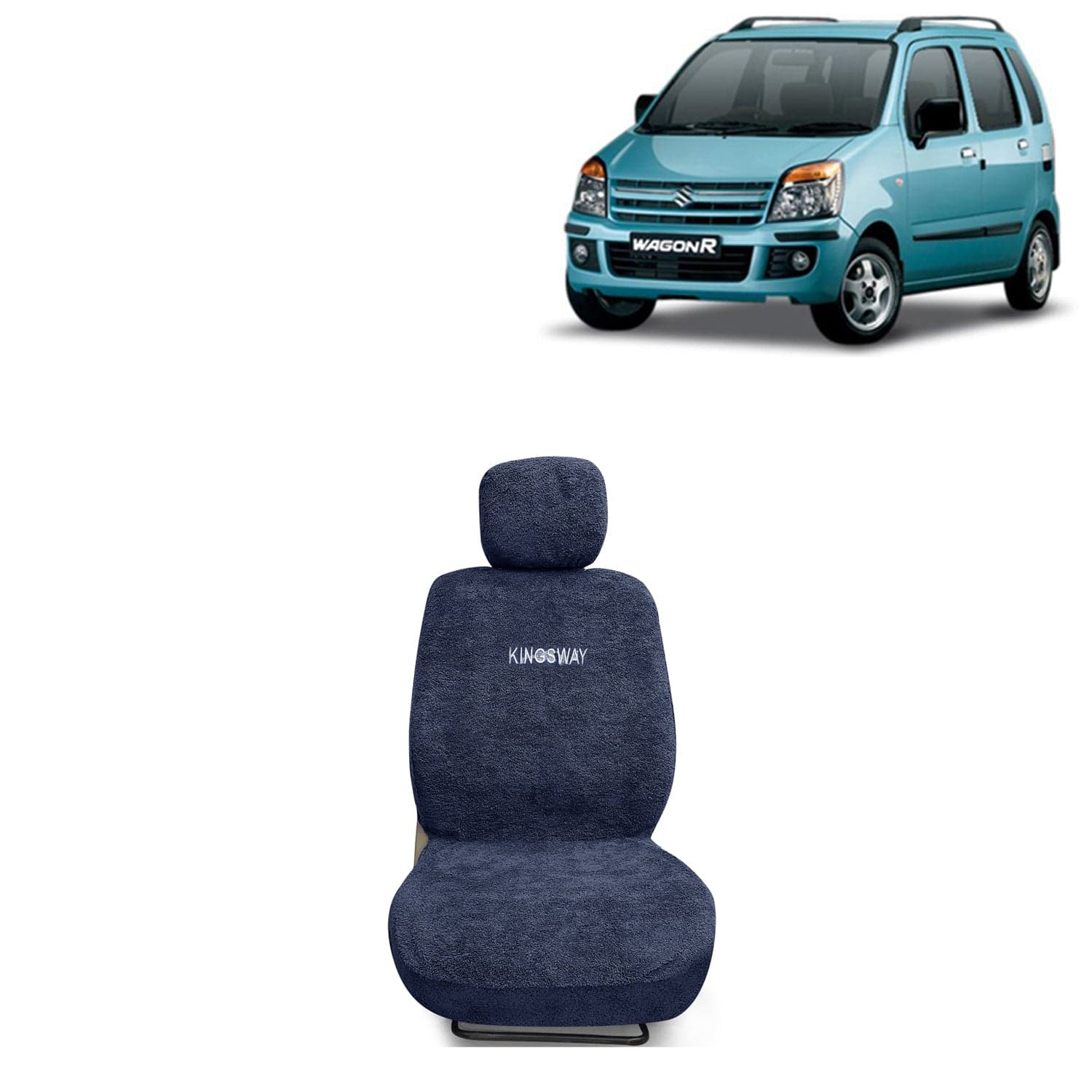 Wagon R Seat Cover for (Year 2003 to 2010) All Model, Towel Fabric Car Seat Covers Compatible with Maruti Suzuki Wagon R, Complete Set (Car Specific Front + Rear Seat Covers), Grey Color
