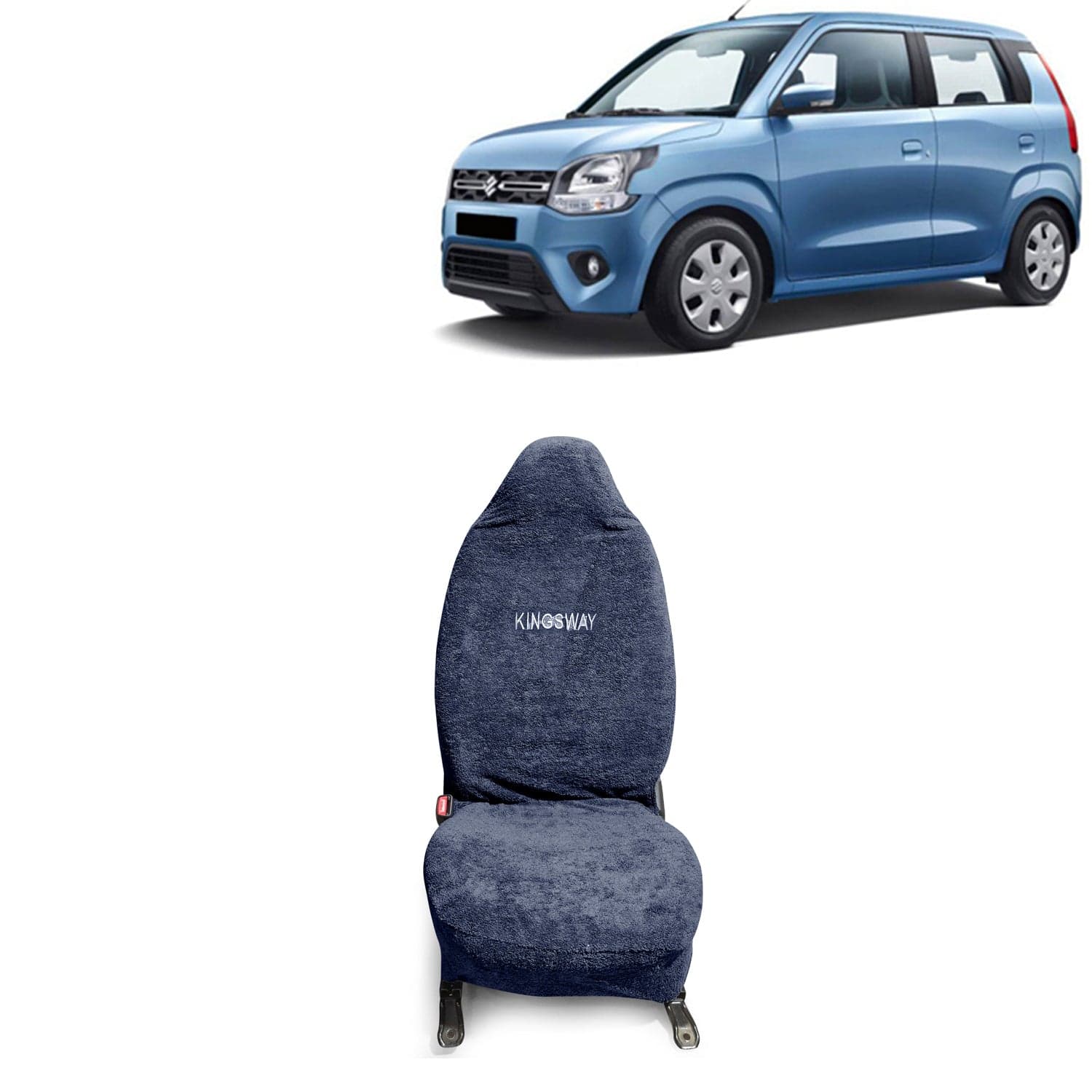 Wagon R Seat Cover for (Year 2019 Onwards) All Model, Towel Fabric Car Seat Covers Compatible with Maruti Suzuki Wagon R, Complete Set (Car Specific Front + Rear Seat Covers), Grey Color