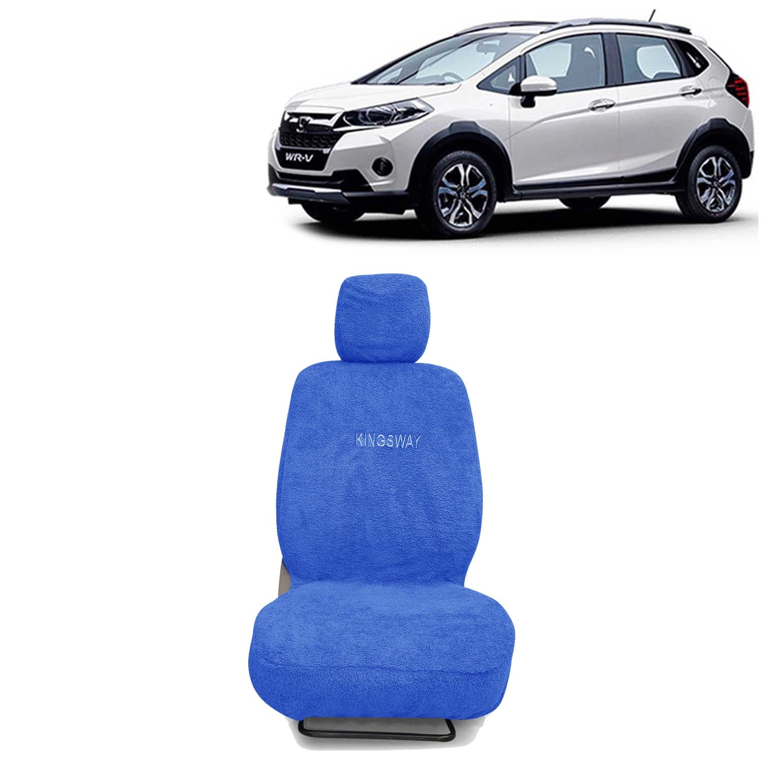 WRV Seat Cover for (Year 2017 to 2019) All Model, Towel Fabric Car Seat Covers Compatible with Honda WRV, Complete Set (Car Specific Front + Rear Seat Covers), Blue Color