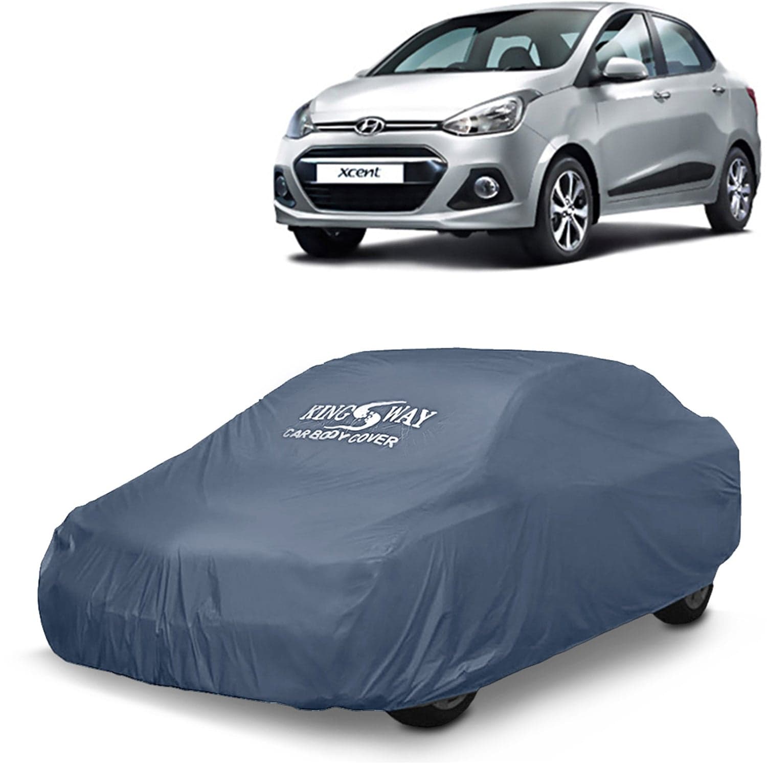 Xcent Car Body Cover Dustproof for (Year 2013 to 2017) All Model, Compatible with Hyundai Xcent Car Cover, Comes with Bird Droppings, Scratch, UV and Paint Protection, Grey Matty