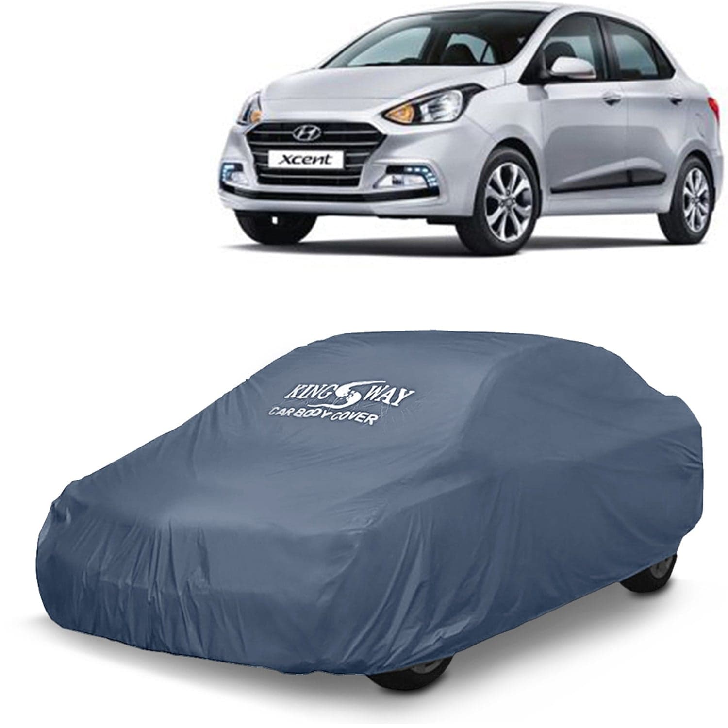 Xcent Car Body Cover Dustproof for (Year 2017 to 2020) All Model, Compatible with Hyundai Xcent Car Cover, Comes with Bird Droppings, Scratch, UV and Paint Protection, Grey Matty