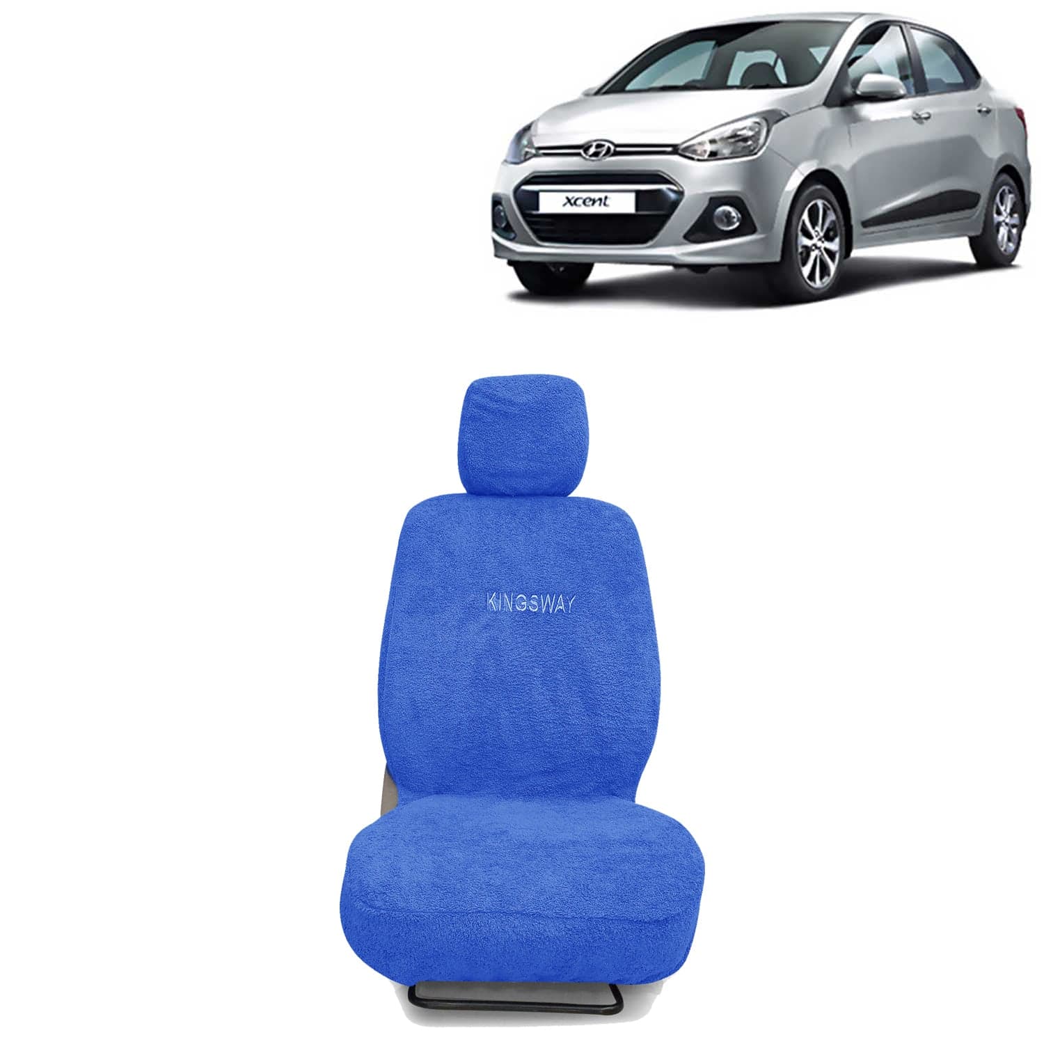 Xcent Seat Cover for (Year 2013 to 2017) All Model, Towel Fabric Car Seat Covers Compatible with Hyundai Xcent, Complete Set (Car Specific Front + Rear Seat Covers), Blue Color
