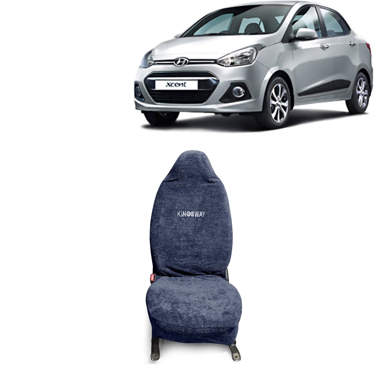 Xcent Seat Cover for (Year 2013 to 2017) All Model, Towel Fabric Car Seat Covers Compatible with Hyundai Xcent, Complete Set (Car Specific Front + Rear Seat Covers), Grey Color
