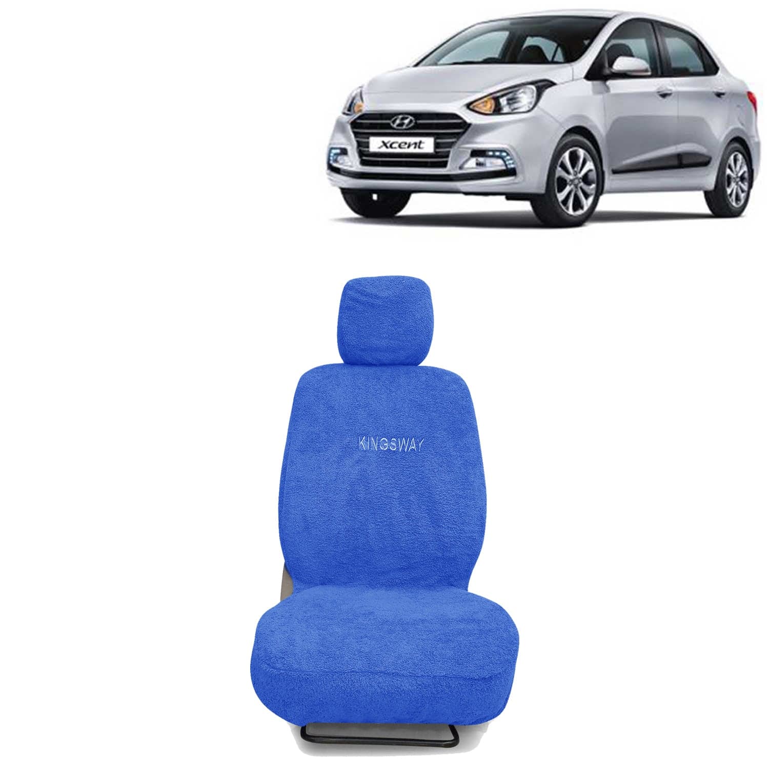 Xcent Seat Cover for (Year 2017 to 2020) All Model, Towel Fabric Car Seat Covers Compatible with Hyundai Xcent, Complete Set (Car Specific Front + Rear Seat Covers), Blue Color