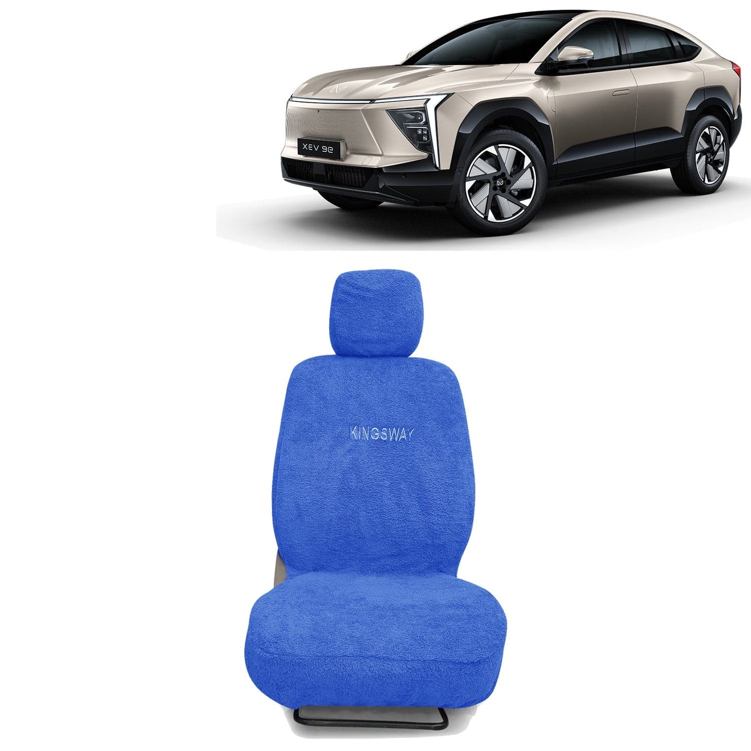 XEV 9E Seat Cover for (Year 2025 Onwards) All Model, Towel Fabric Car Seat Covers Compatible with Mahindra XEV 9E, Complete Set (Car Specific Front + Rear Seat Covers), Blue Color