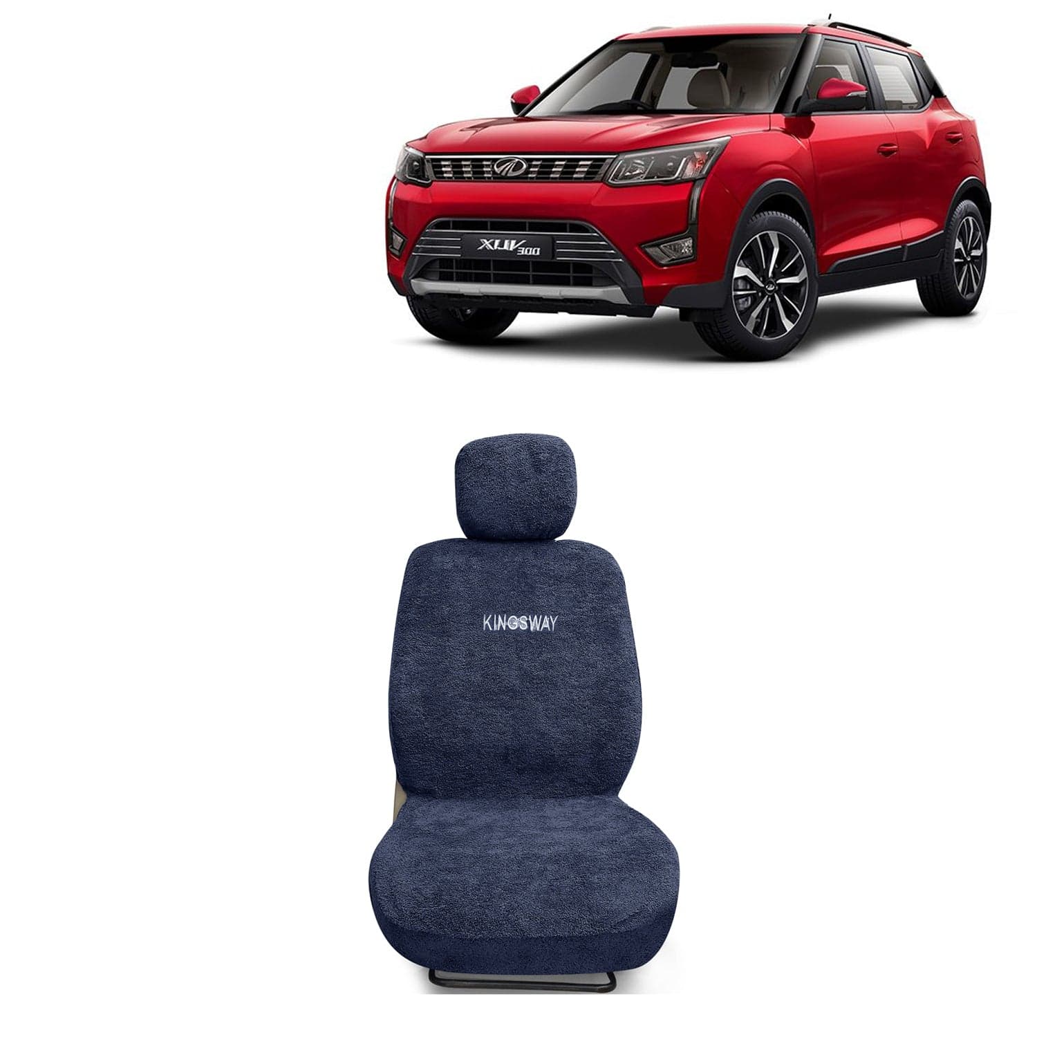 XUV 300 Seat Cover for (Year 2019 to 2023) All Model, Towel Fabric Car Seat Covers Compatible with Mahindra XUV 300, Complete Set (Car Specific Front + Rear Seat Covers), Grey Color