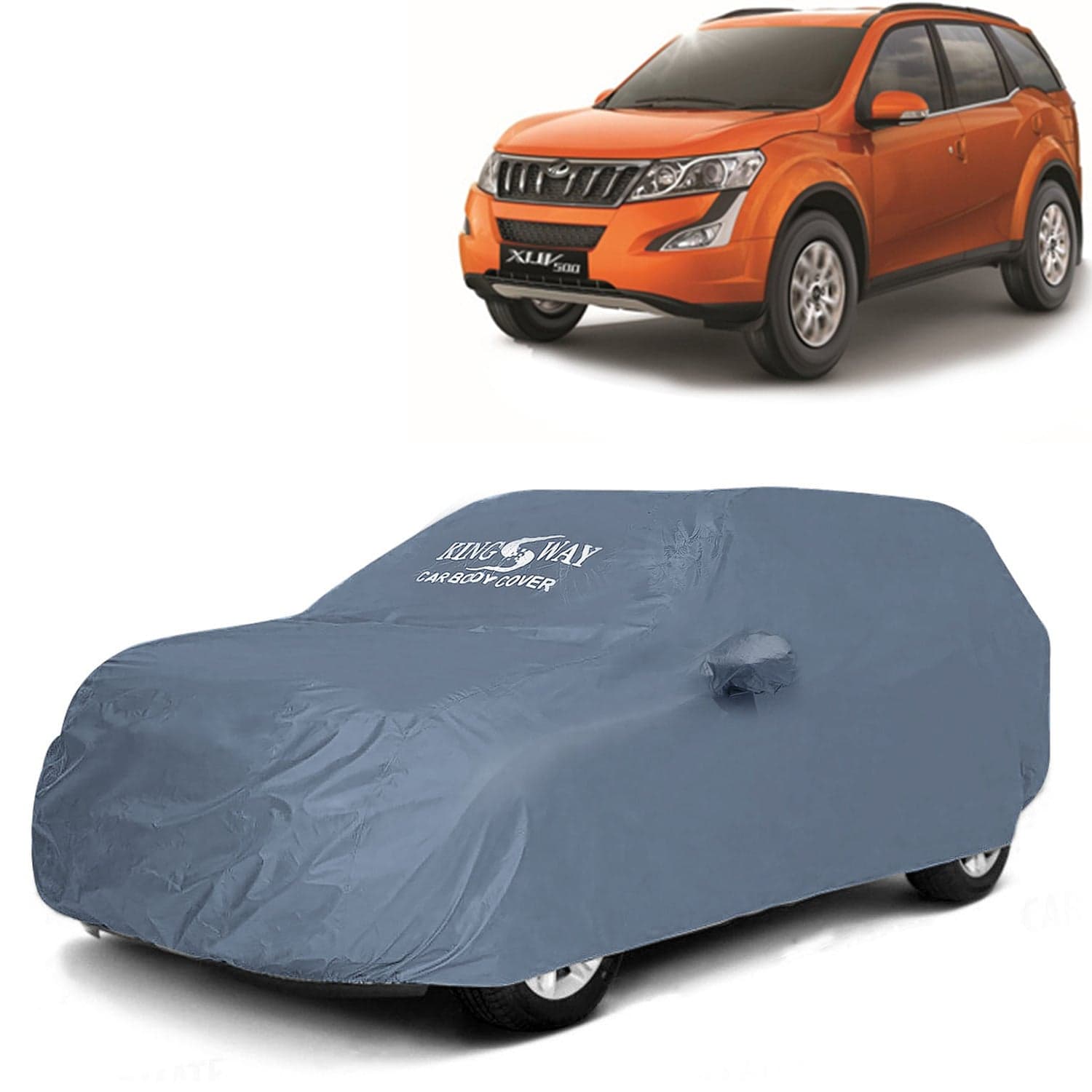XUV 500 Car Body Cover Dustproof with Mirror Pockets for (Year 2015 to 2017), Compatible with Mahindra XUV 500 Car Cover, Comes with Bird Poop, Scratch, UV and Paint Protection, Grey Matty