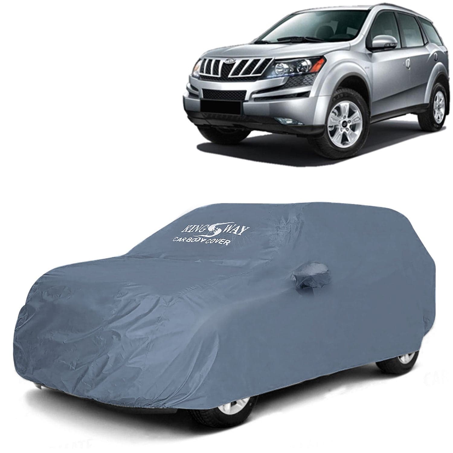 XUV 500 Car Body Cover Dustproof with Mirror Pockets for (Year 2011 to 2015), Compatible with Mahindra XUV 500 Car Cover, Comes with Bird Poop, Scratch, UV and Paint Protection, Grey Matty