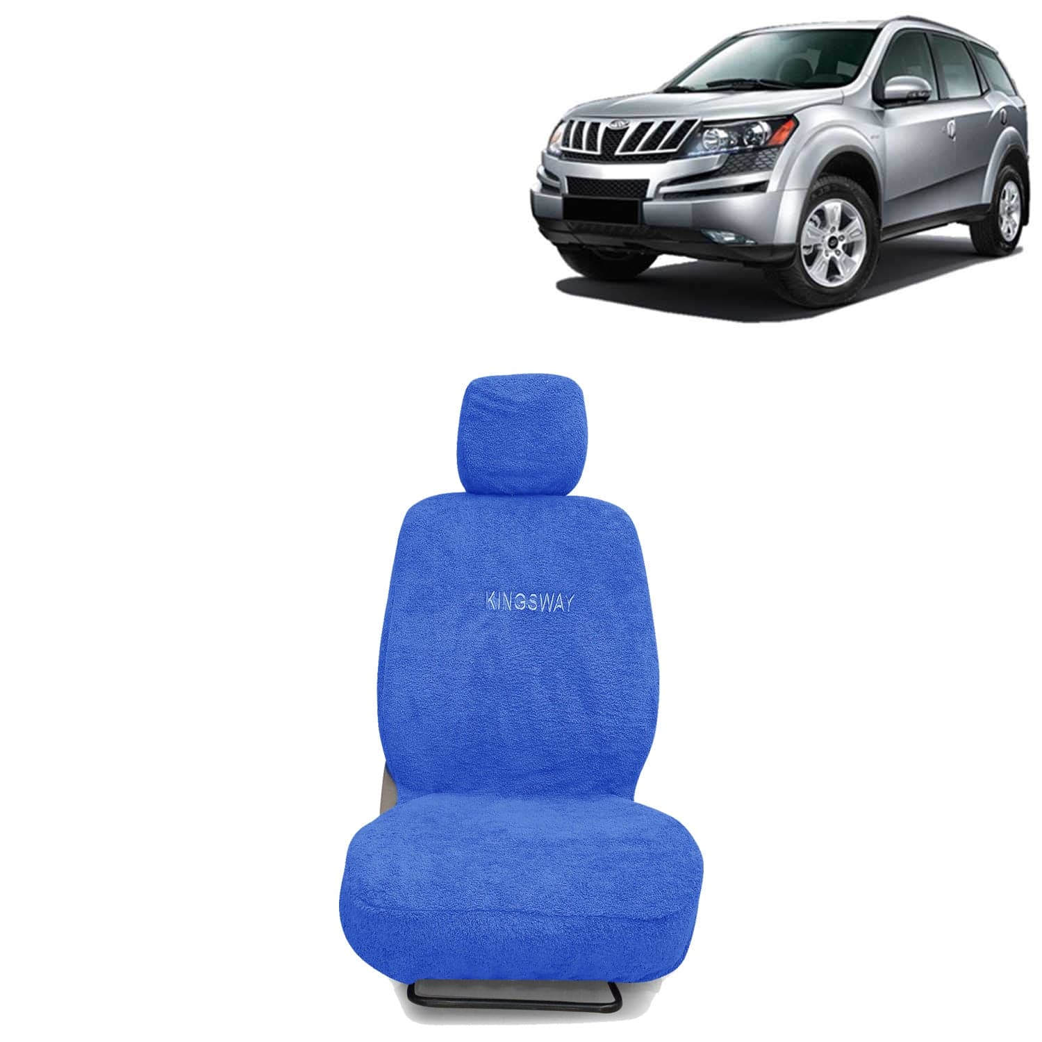 XUV 500 Seat Cover for (Year 2011 to 2015) All Model, Towel Fabric Car Seat Covers Compatible with Mahindra XUV 500, Complete Set (Car Specific Front + Rear Seat Covers), Blue Color