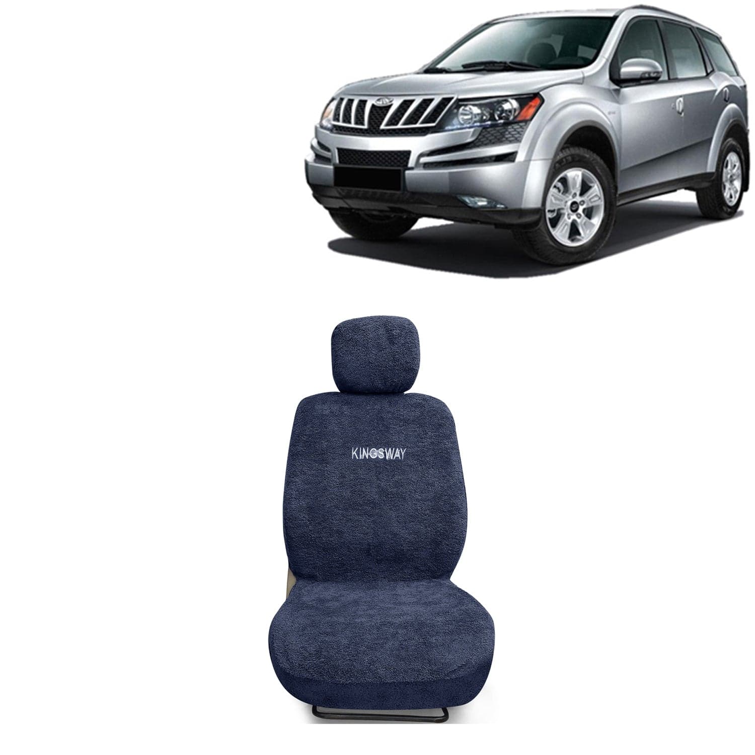 XUV 500 Seat Cover for (Year 2011 to 2015) All Model, Towel Fabric Car Seat Covers Compatible with Mahindra XUV 500, Complete Set (Car Specific Front + Rear Seat Covers), Grey Color