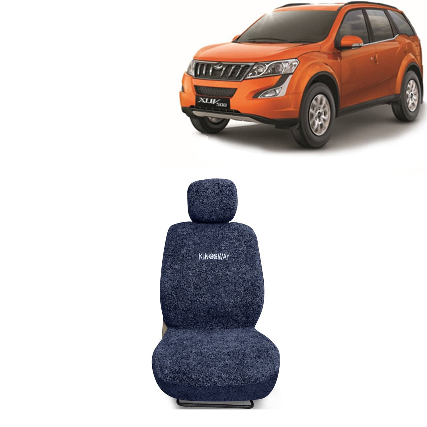 XUV 500 Seat Cover for (Year 2015 to 2017) All Model, Towel Fabric Car Seat Covers Compatible with Mahindra XUV 500, Complete Set (Car Specific Front + Rear Seat Covers), Grey Color