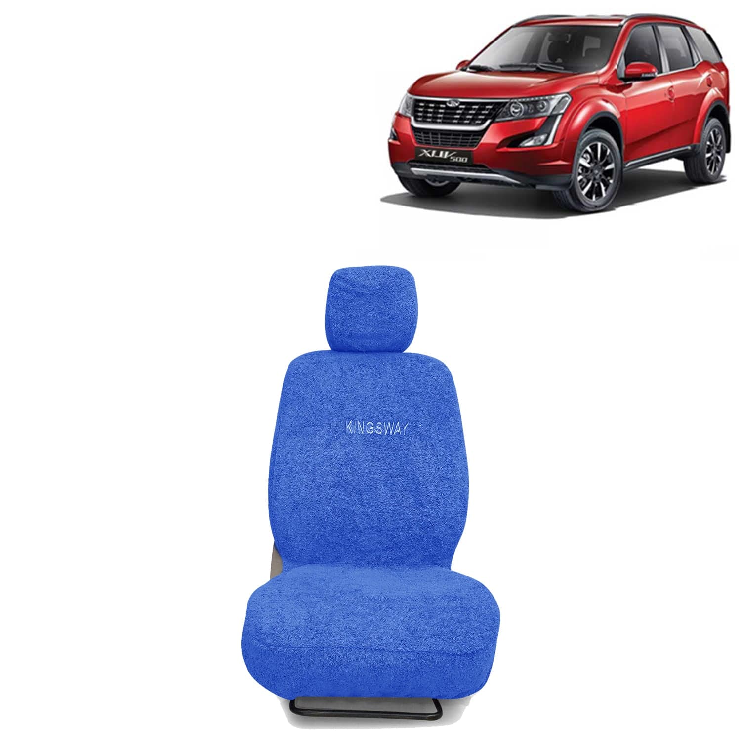 XUV 500 Seat Cover for (Year 2018 to 2021) All Model, Towel Fabric Car Seat Covers Compatible with Mahindra XUV 500, Complete Set (Car Specific Front + Rear Seat Covers), Blue Color