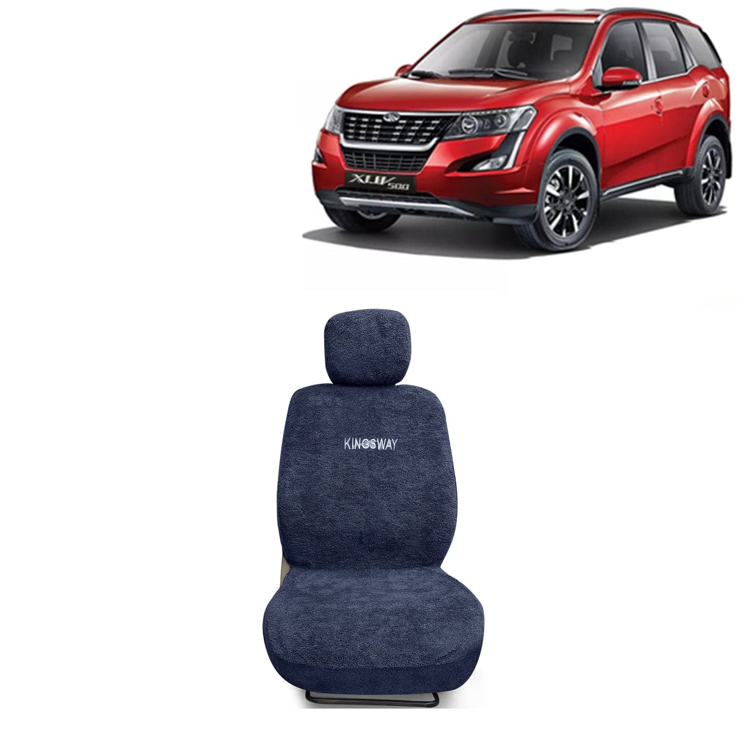 XUV 500 Seat Cover for (Year 2018 to 2021) All Model, Towel Fabric Car Seat Covers Compatible with Mahindra XUV 500, Complete Set (Car Specific Front + Rear Seat Covers), Grey Color