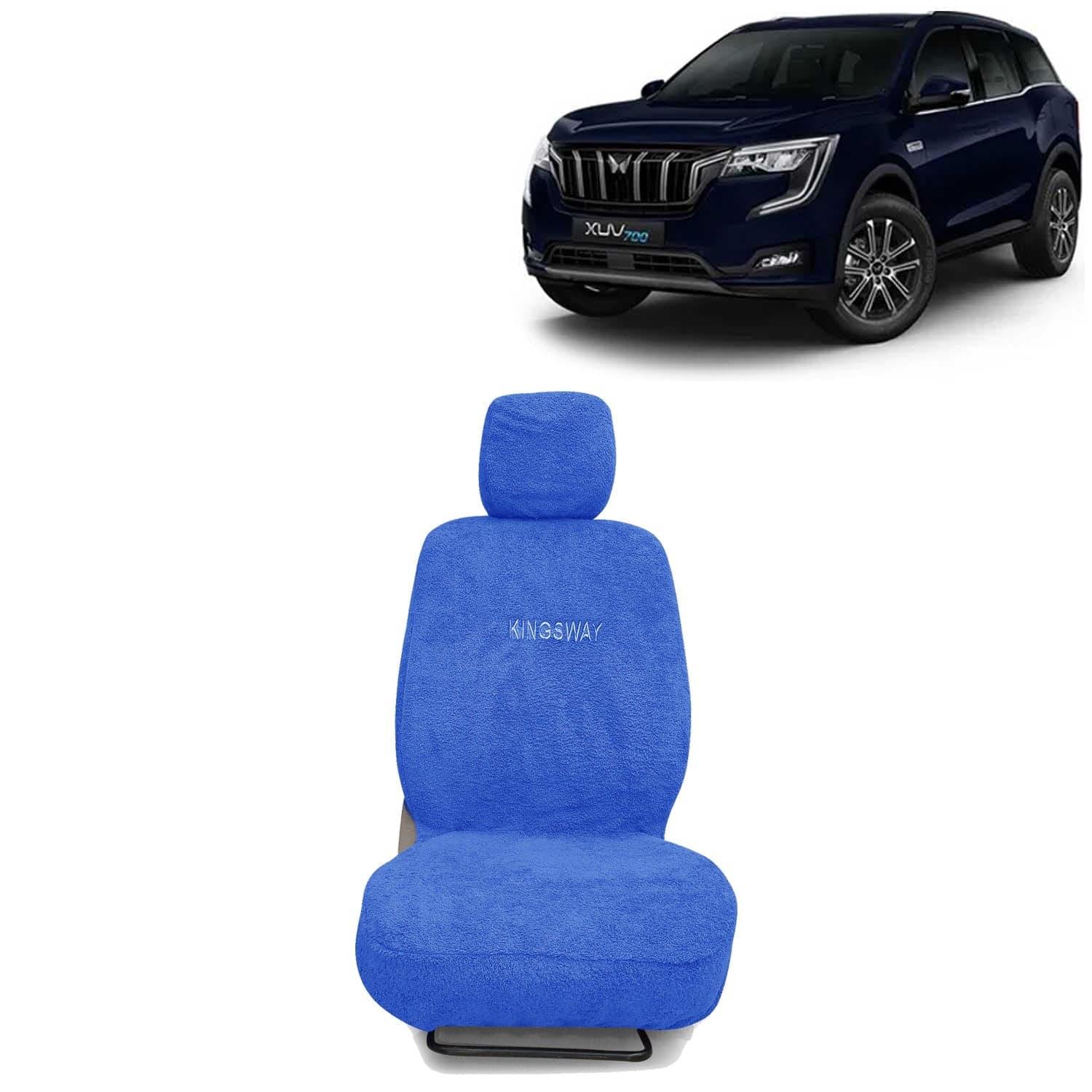 XUV 700 Seat Cover for (Year 2021 Onwards), Towel Fabric Car Seat Covers Compatible with Mahindra XUV 700 5 Seater (Car Specific Set Front + Rear Seat Covers), Blue Color