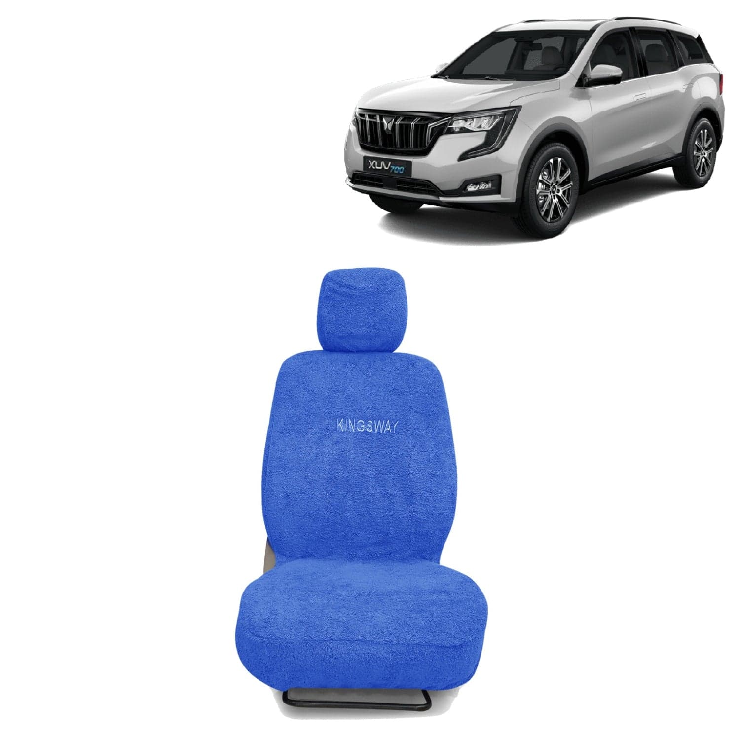 XUV 700 Seat Cover for (Year 2021 Onwards), Towel Fabric Car Seat Covers Compatible with Mahindra XUV 700 7 Seater (Car Specific Set Front + Rear Seat Covers), Blue Color