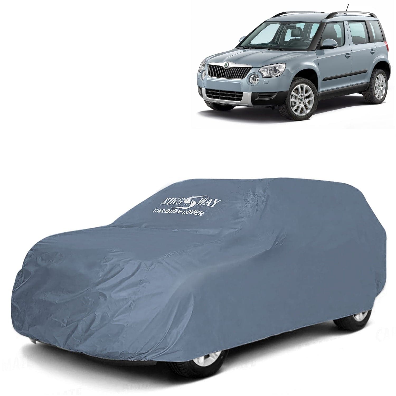 Yeti Car Body Cover Dustproof for (Year 2009 to 2018) All Model, Compatible with Skoda Yeti Car Cover, Comes with Bird Droppings, Scratch, UV and Paint Protection, Grey Matty