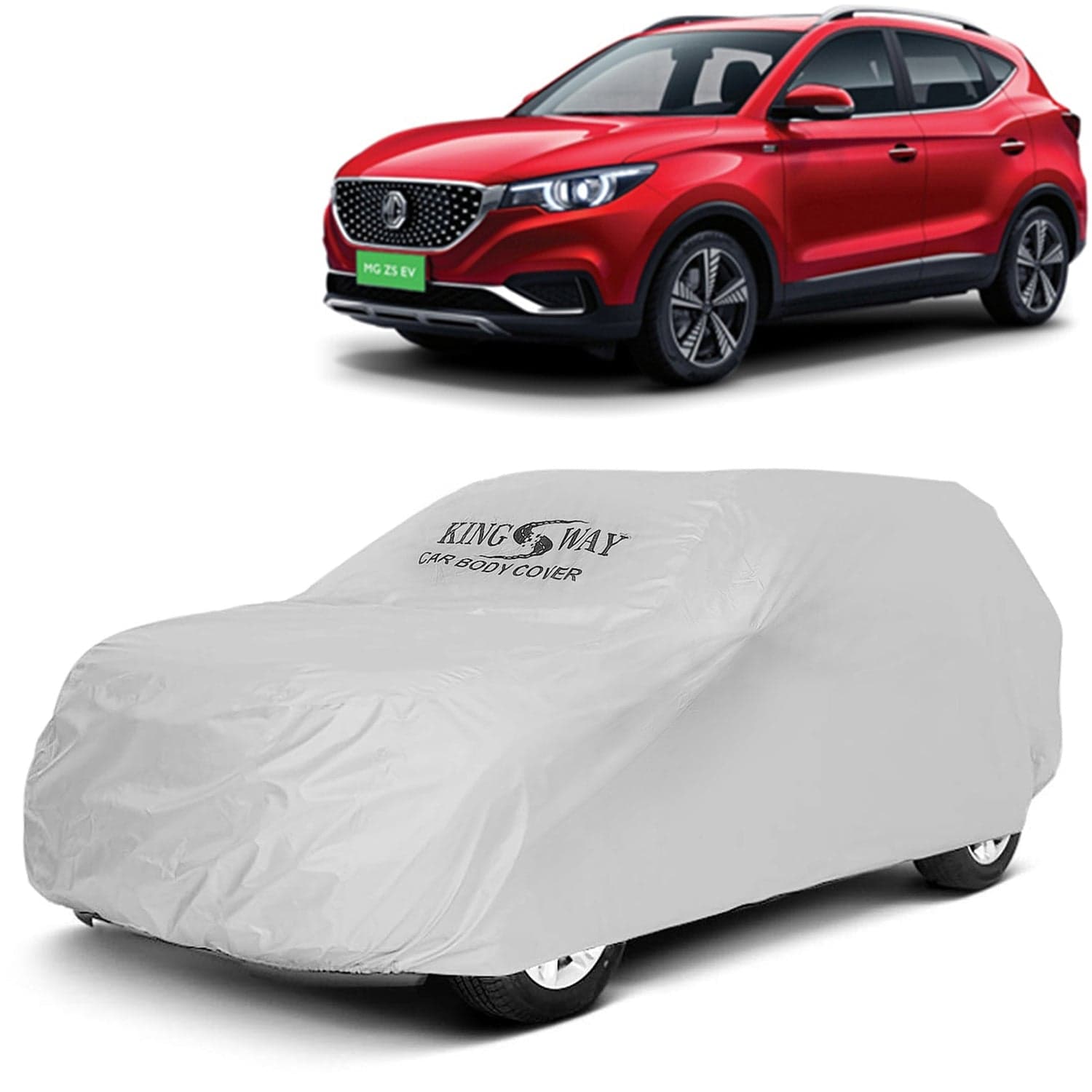 ZS EV Car Body Cover Dustproof for (Year 2020 Onwards) All Model, Compatible with Morris Garages (MG) ZS EV Car Cover, Comes with Bird Poop, Scratch, UV and Paint Protection, Silver Matty