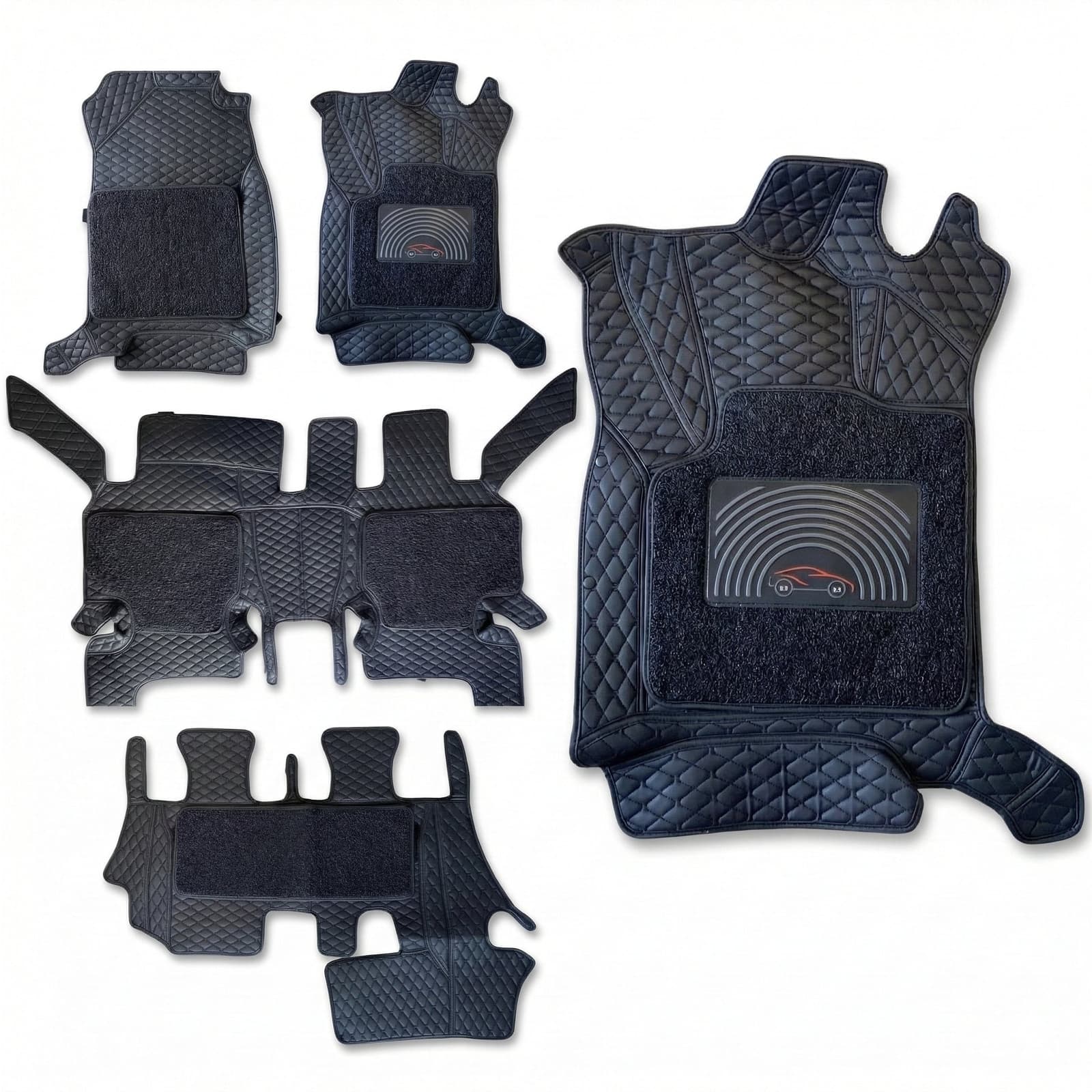 Car 7D Floor Mats for Tata Safari - Regular (Set of 6) - Coffee + Black