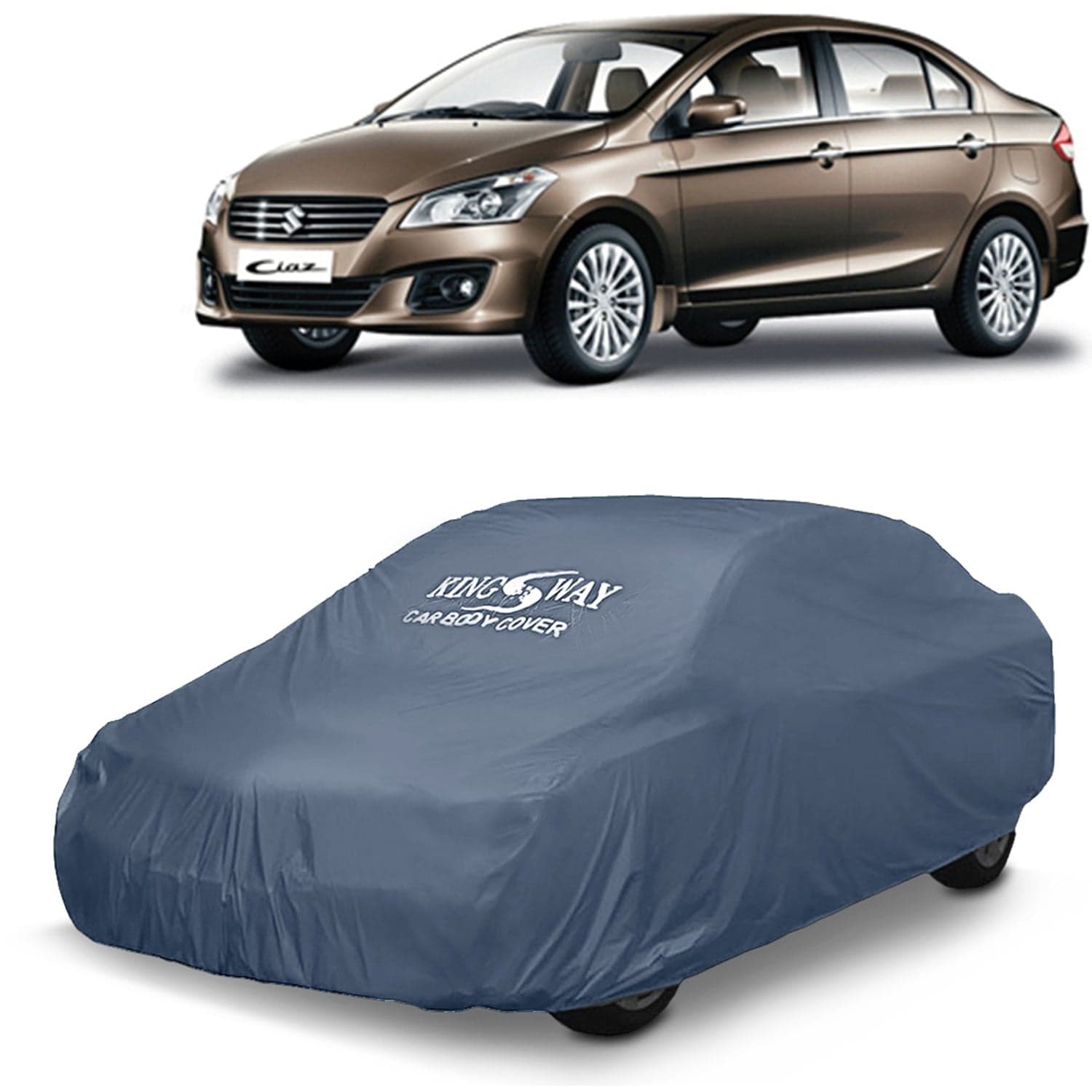 Ciaz Car Body Cover Dustproof for (Year 2014 to 2017) All Model, Compatible with Maruti Suzuki Ciaz Car Cover, Comes with Bird Droppings, Scratch, UV and Paint Protection, Grey Matty