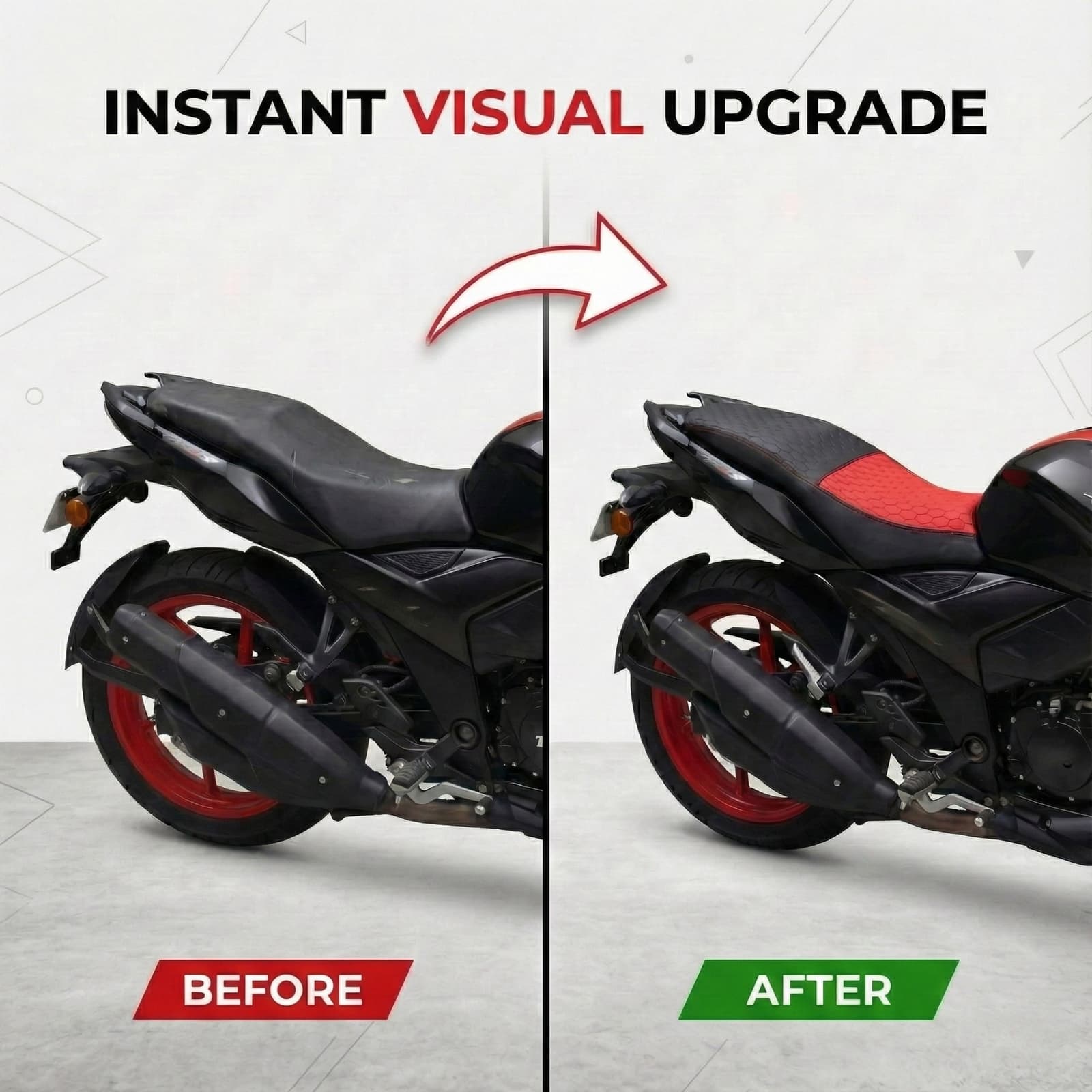 Premium Bike Seat Cover for Yezdi Scrambler | Nappa Art Leather Series | Single Seat - Red+Black