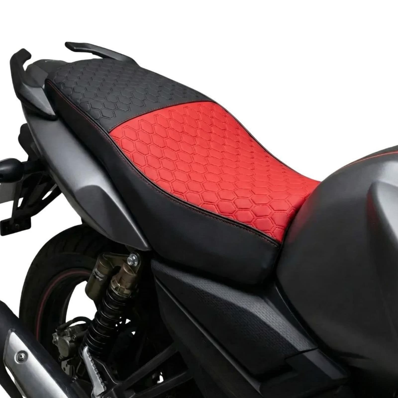Premium Bike Seat Cover for Yezdi Scrambler | Nappa Art Leather Series | Single Seat - Red+Black