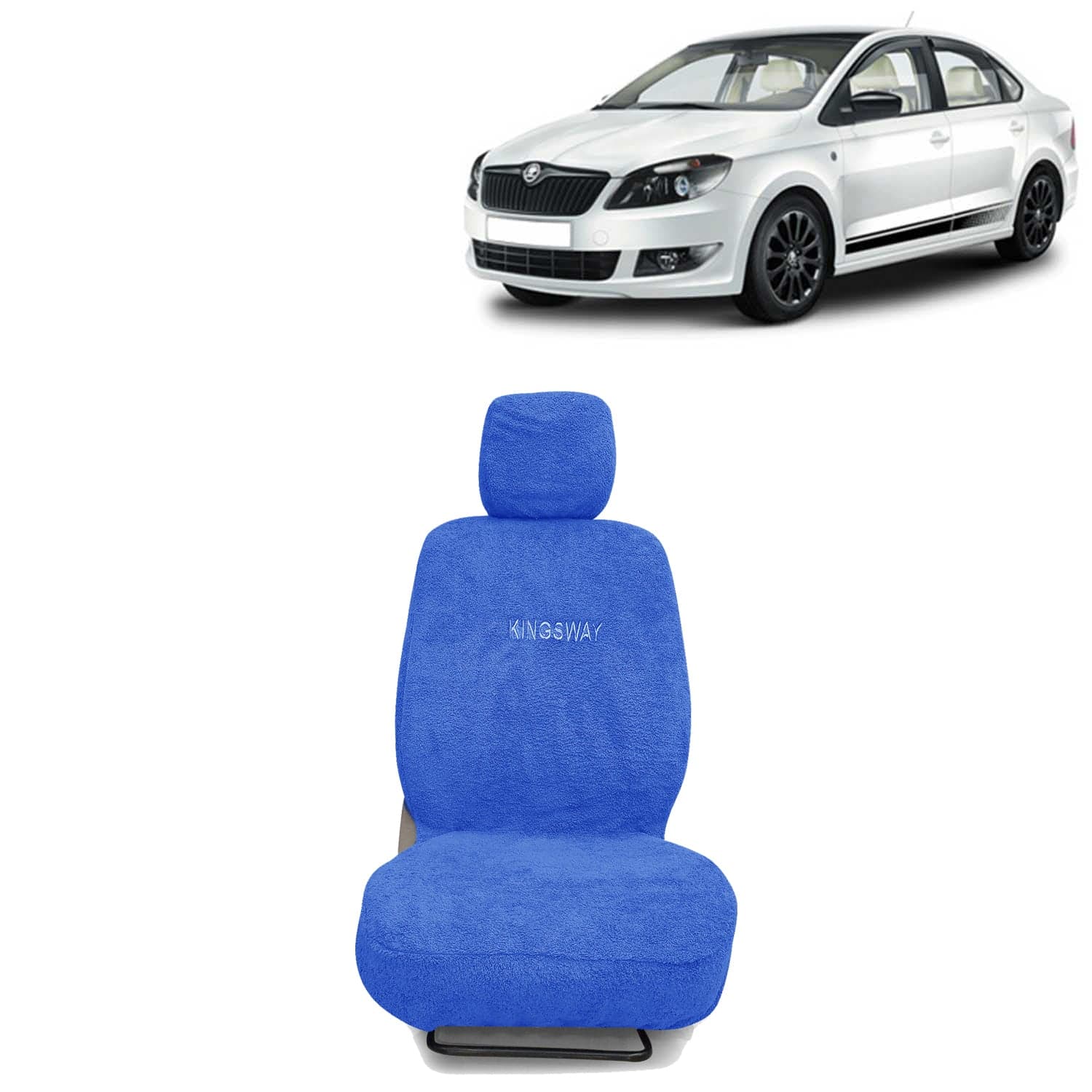 Rapid Seat Cover for (Year 2017 to 2021) All Model, Towel Fabric Car Seat Covers Compatible with Skoda Rapid, Complete Set (Car Specific Front + Rear Seat Covers), Blue Color
