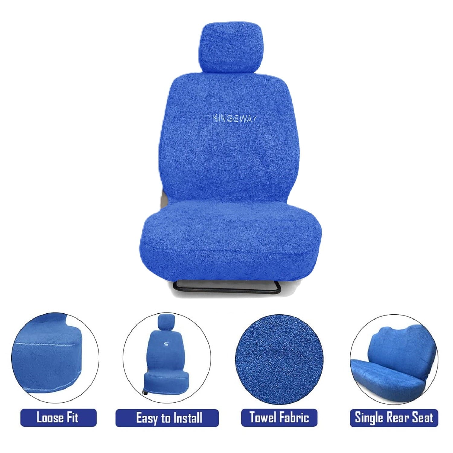 Rapid Seat Cover for (Year 2017 to 2021) All Model, Towel Fabric Car Seat Covers Compatible with Skoda Rapid, Complete Set (Car Specific Front + Rear Seat Covers), Blue Color