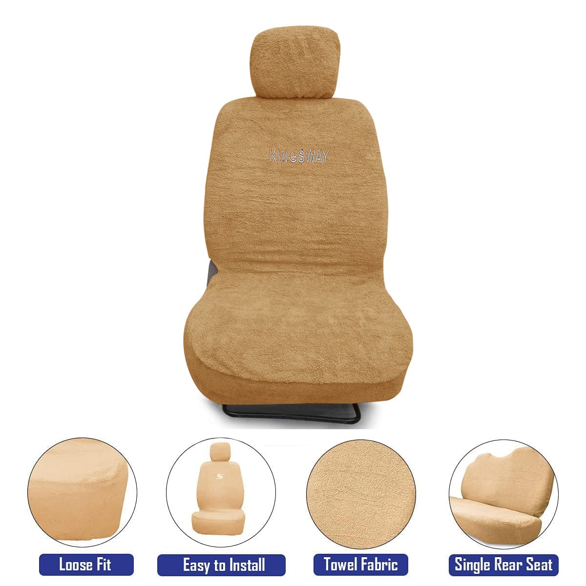 Tiago Seat Cover for (Year 2020 Onwards) All Model, Towel Fabric Car Seat Covers Compatible with Tata Tiago, Complete Set (Car Specific Front + Rear Seat Covers), Beige Color
